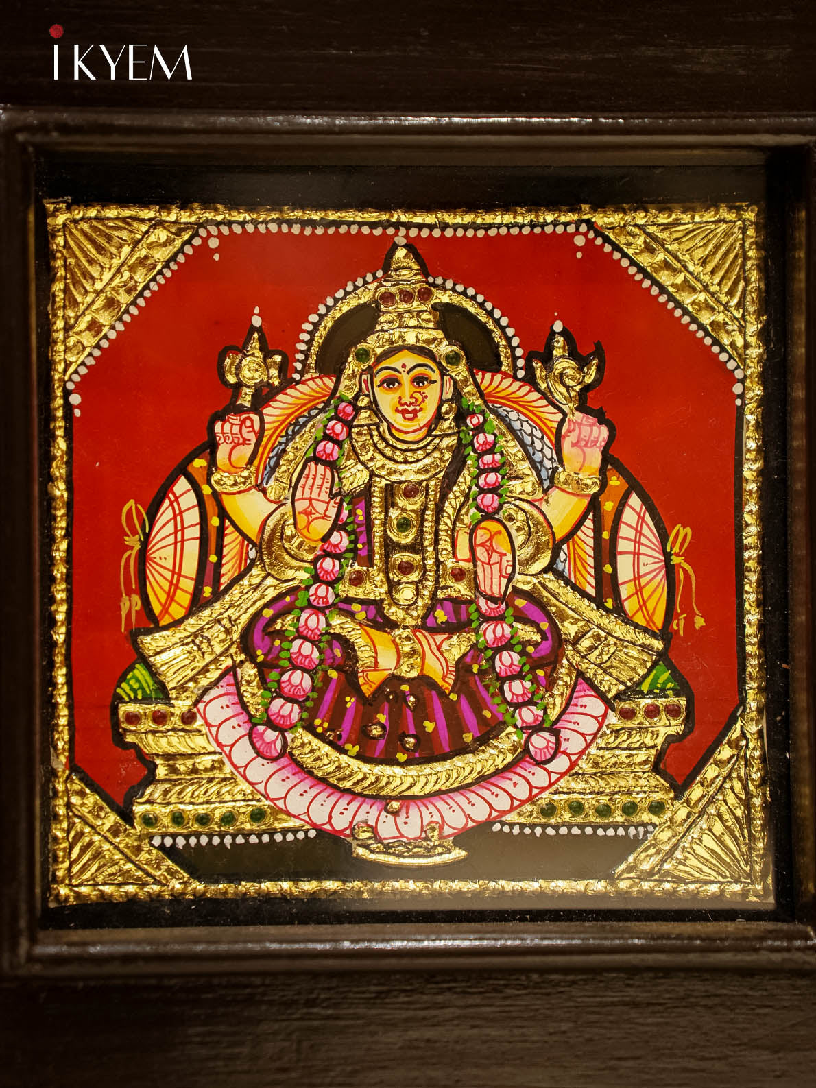 Unique Ashtalakshmi Tanjore Painting in Teak Wood Frame 3
