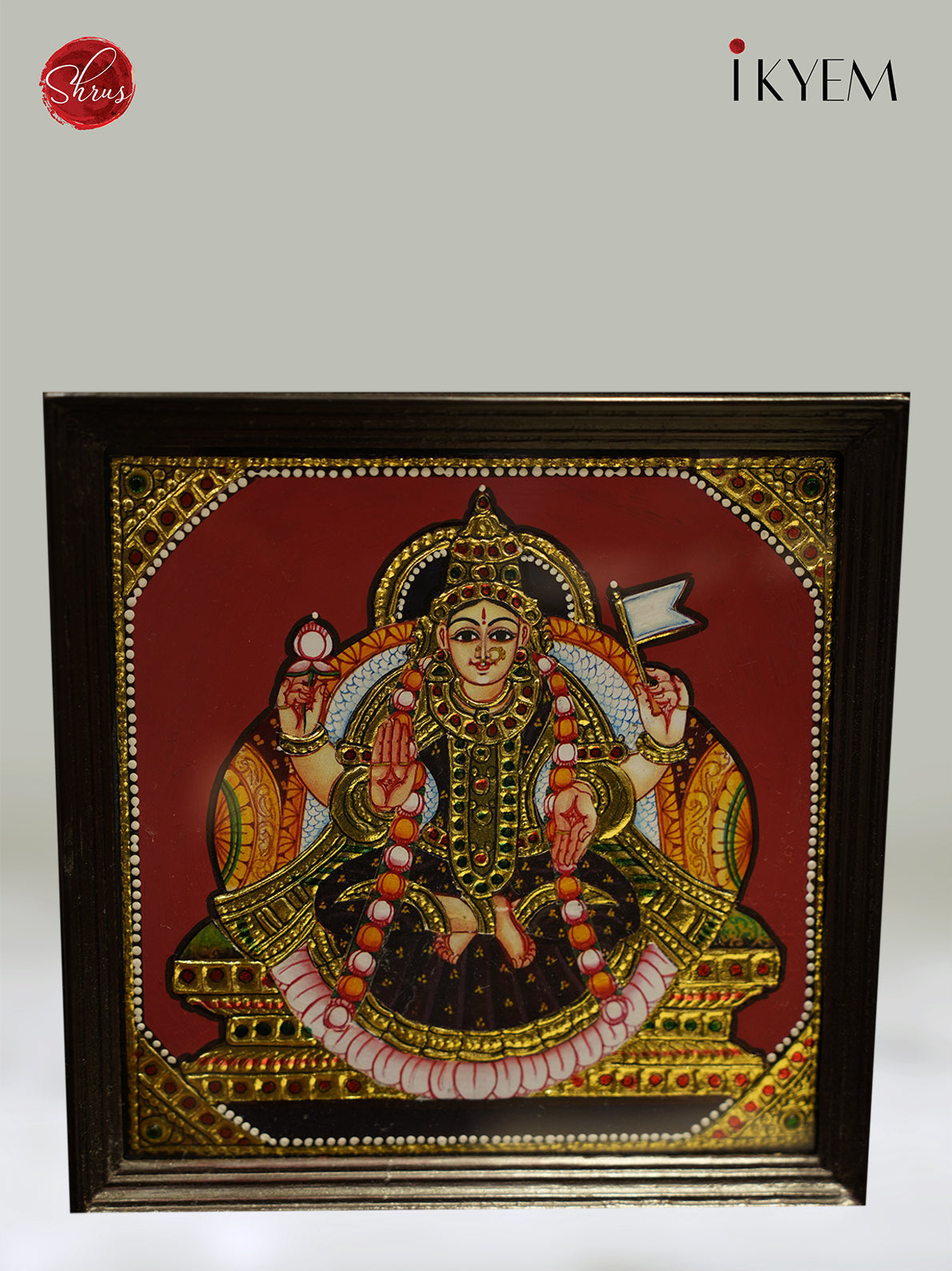 Unique Ashtalakshmi Tanjore Painting in Teak Wood Frame 5