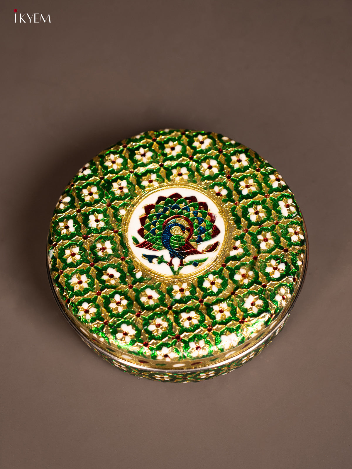 Unique Green Masala Box With Meenakari Design