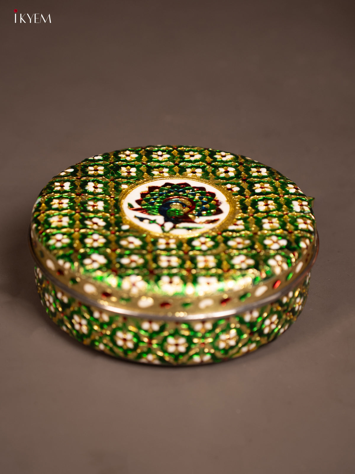 Unique Green Masala Box With Meenakari Design 3