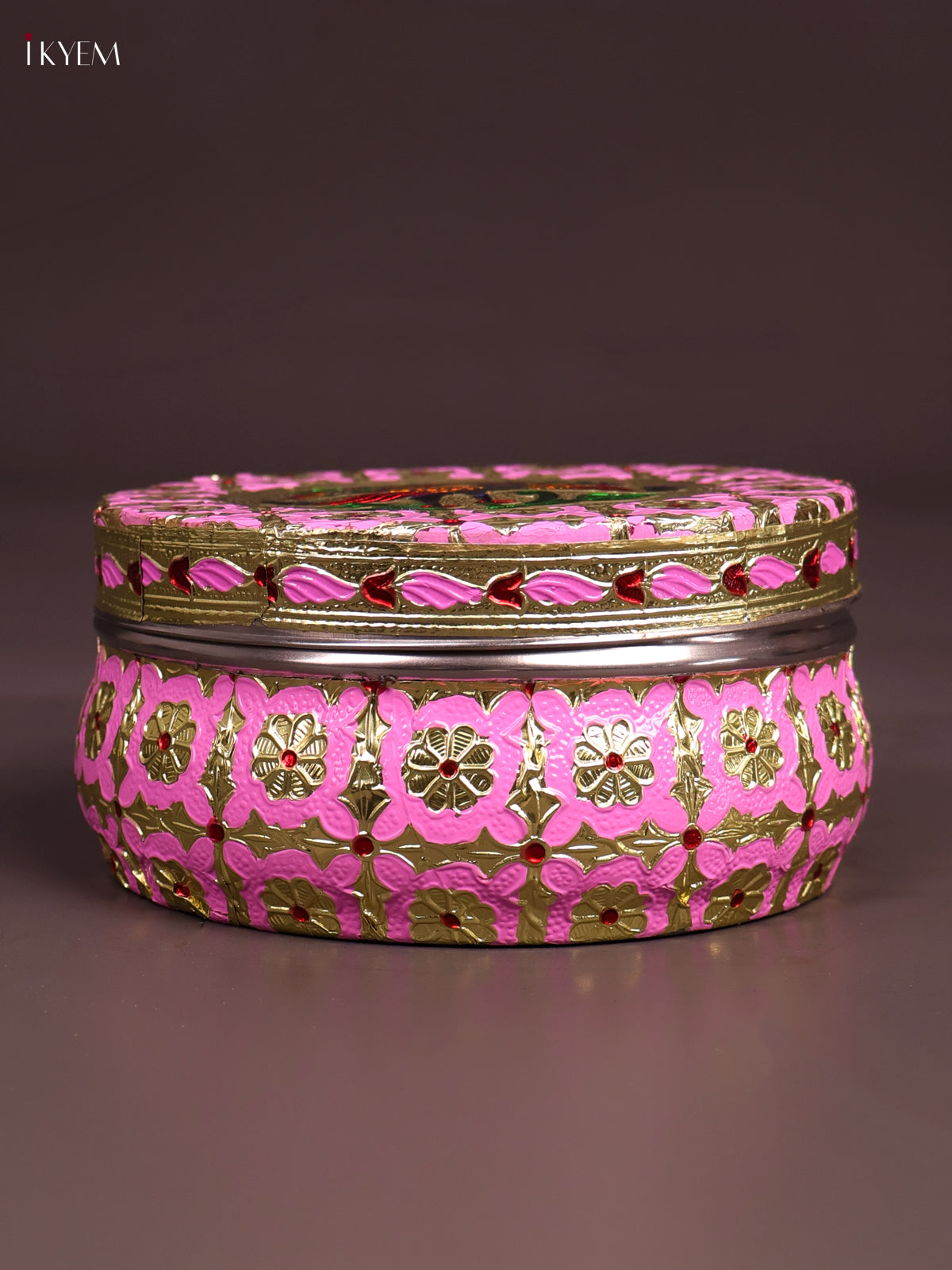 Unique Rose Pink Meenakari Storage Box With Peacock Design 2