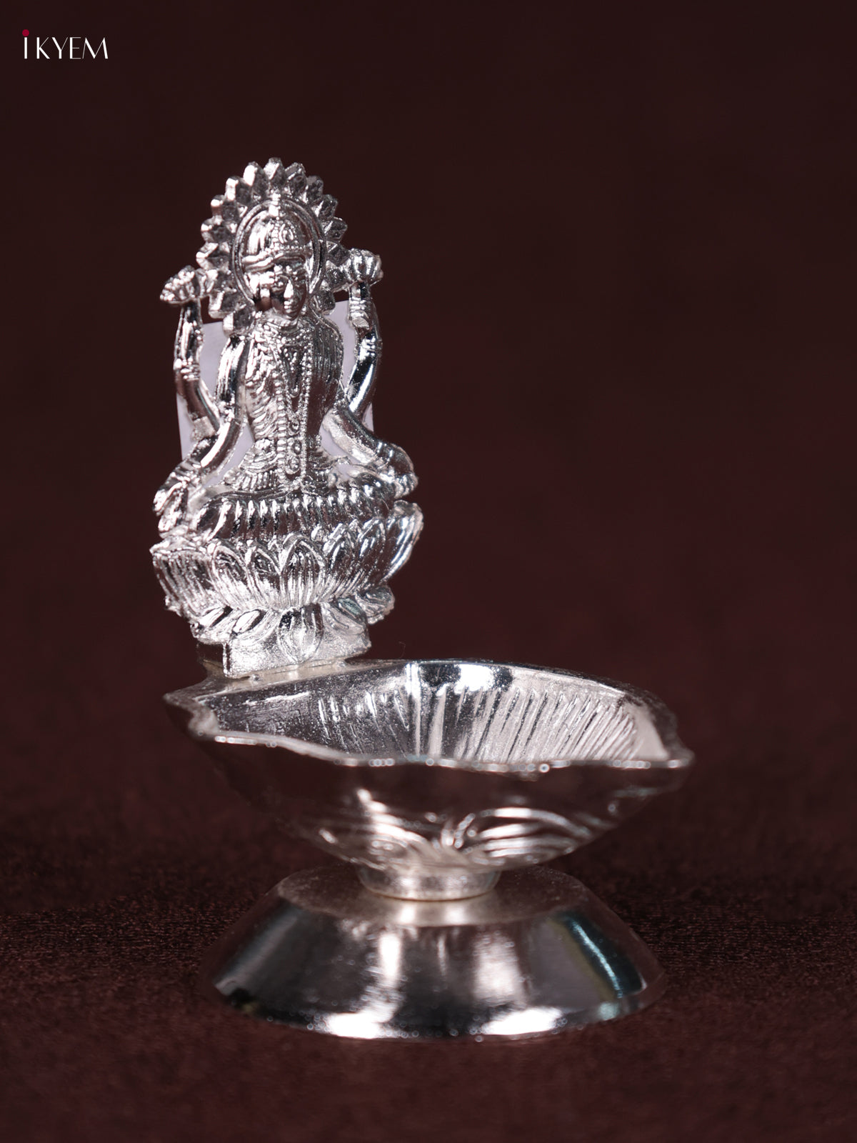 Unique Silver Plated Shank Oil Lamp With Goddess Lakshmi Design 2