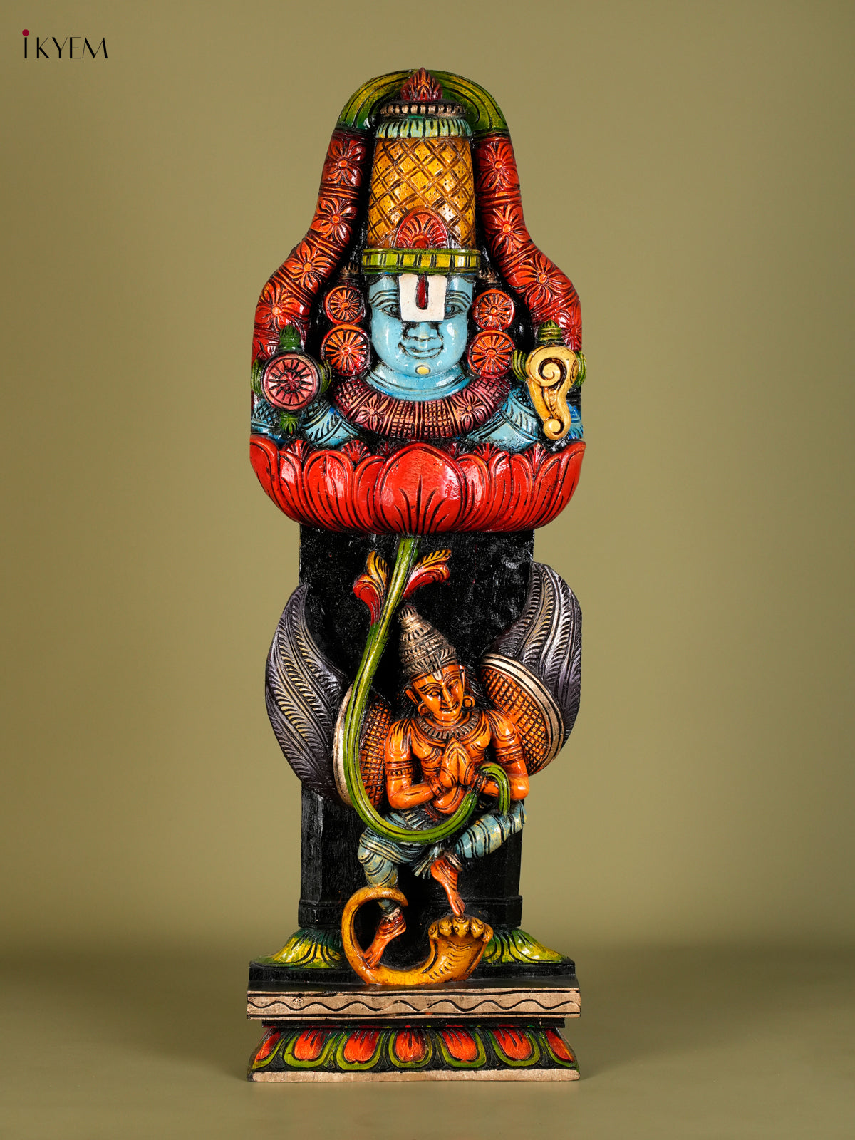 Unique Wooden Handpainted Balaji And Garuda Statue