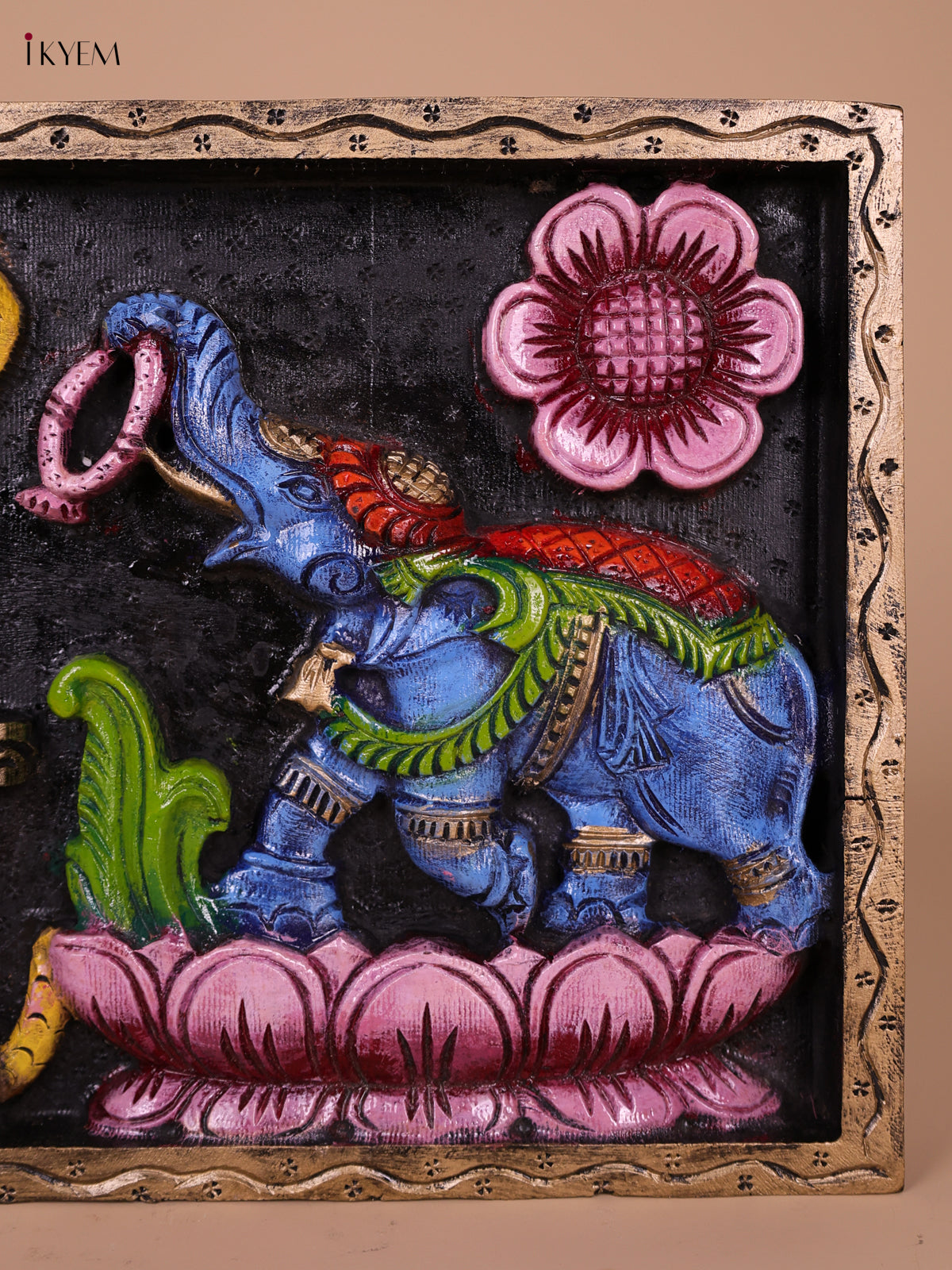 Vibrant Hand Painted Kalahasteeswara Worshiped By An Elephant Wooden Panel 2