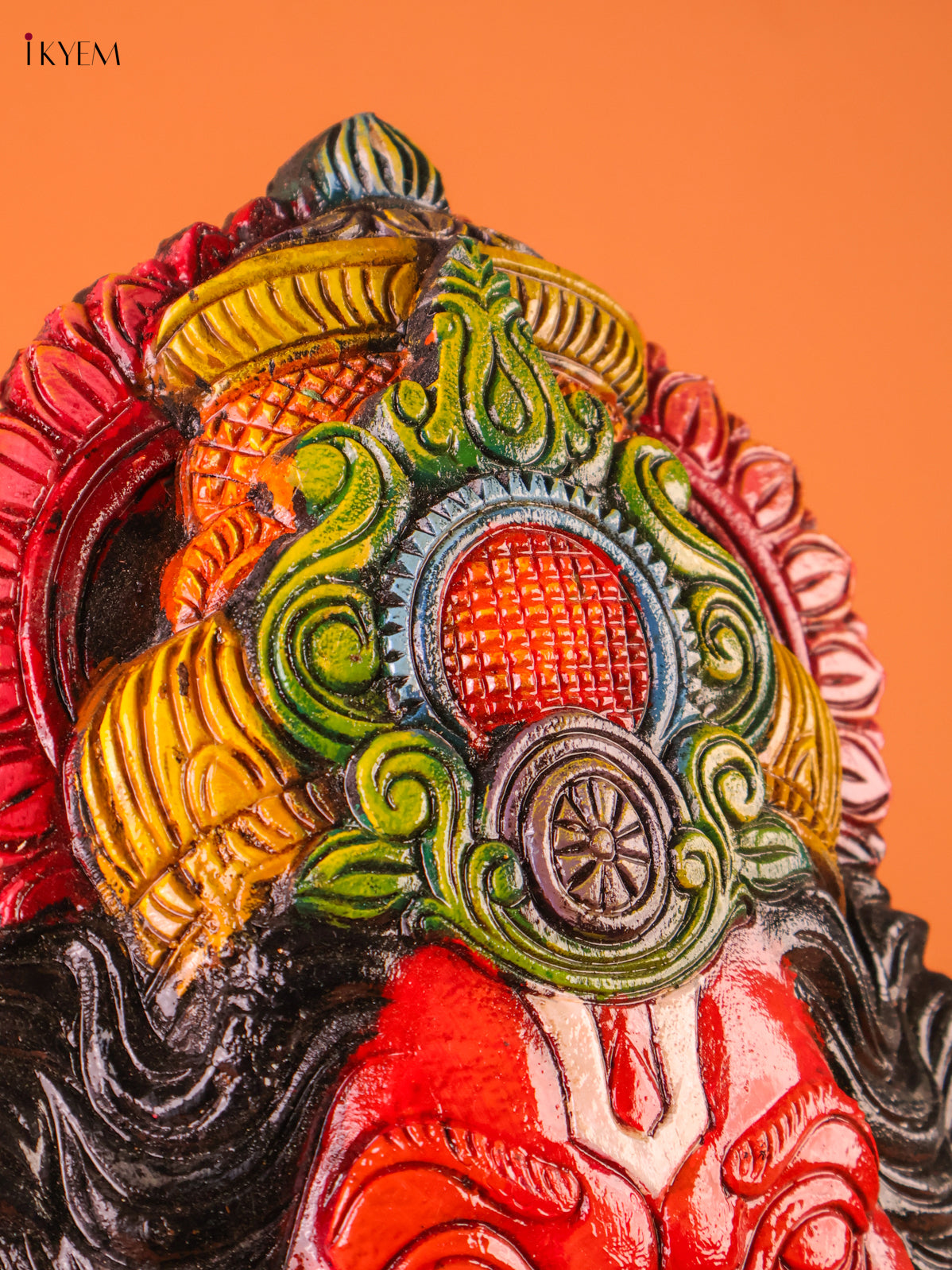 Vibrant Hand Painted Lord Narasimha Wooden Face Mask 2