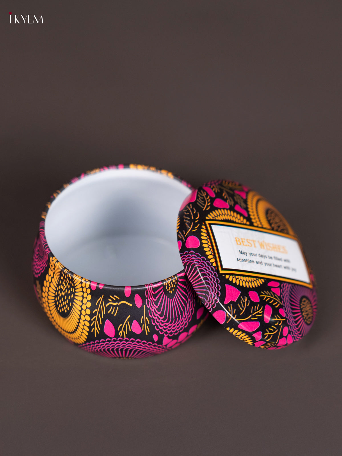 Vibrant Multicolour Round Decorative Tin Box 1