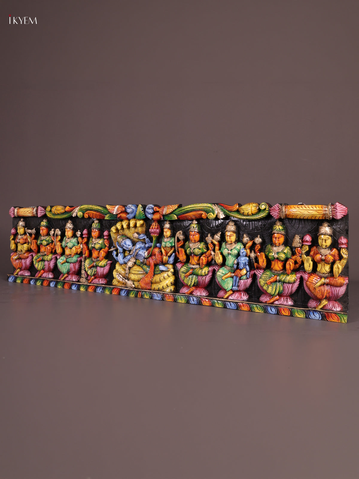 Vivid Hand Painted Vishnu & Astalakshmi Wooden Panel 2