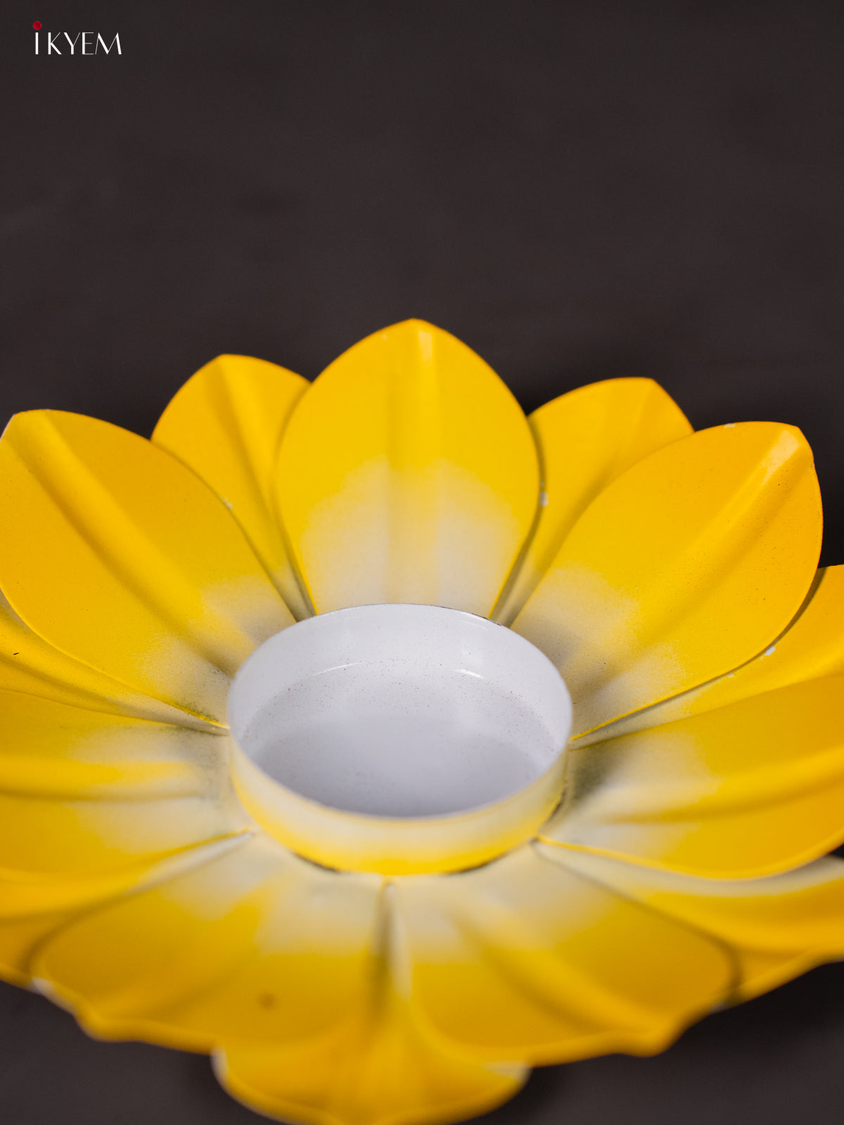 Yellow Hand-Painted Lotus T-Light Candle Holder