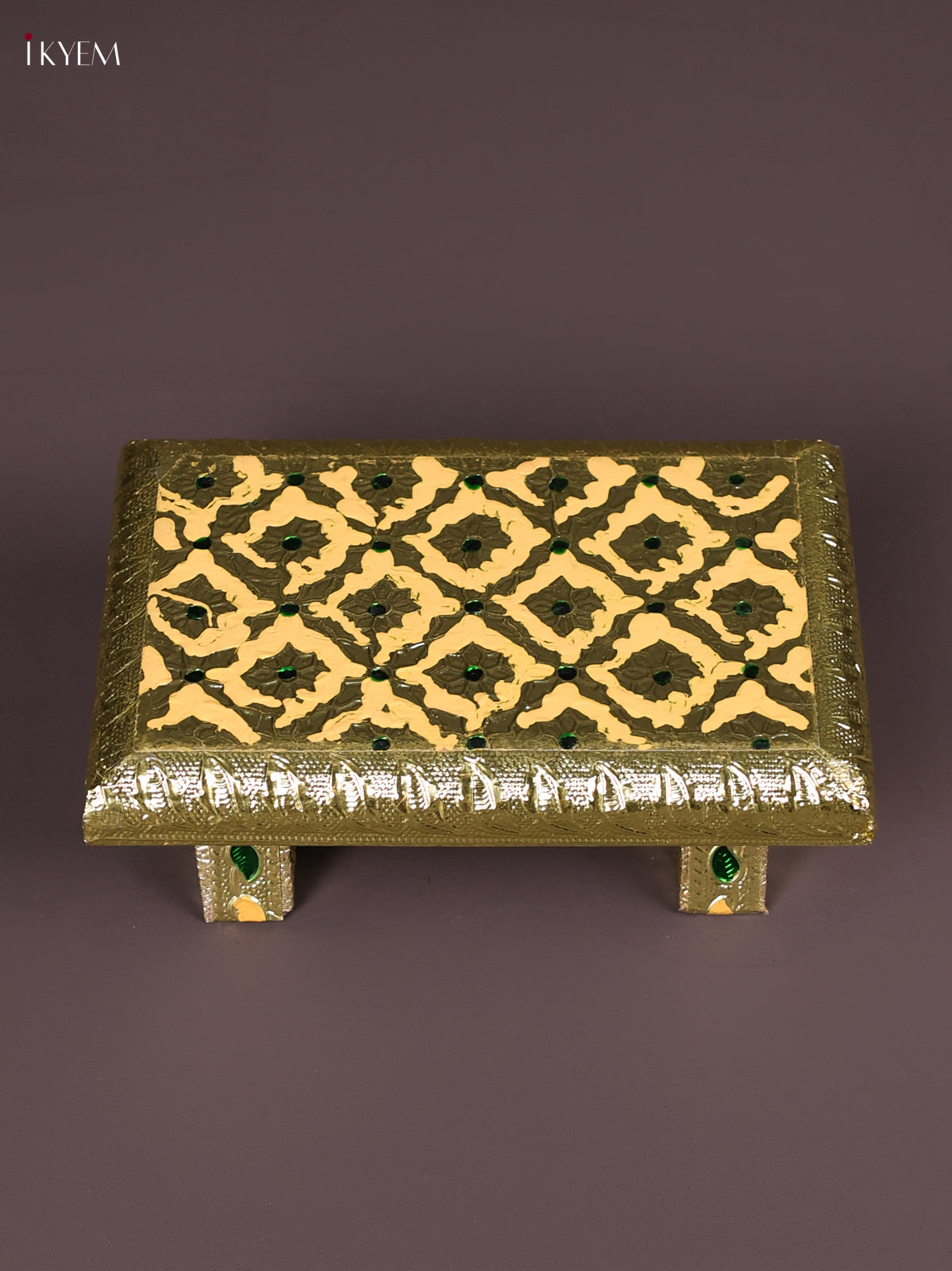 Yellow Meenakari Patterned Wooden Manai