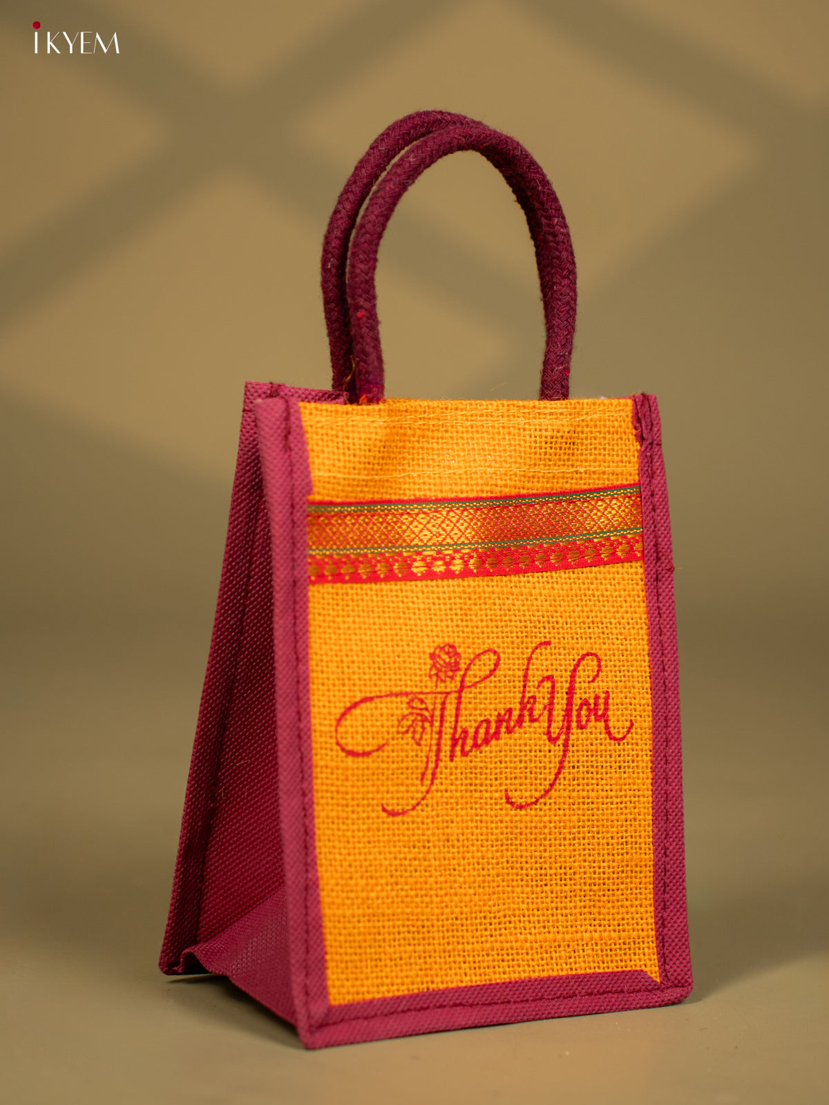 Yellow "Thank You" Printed Jute Bags