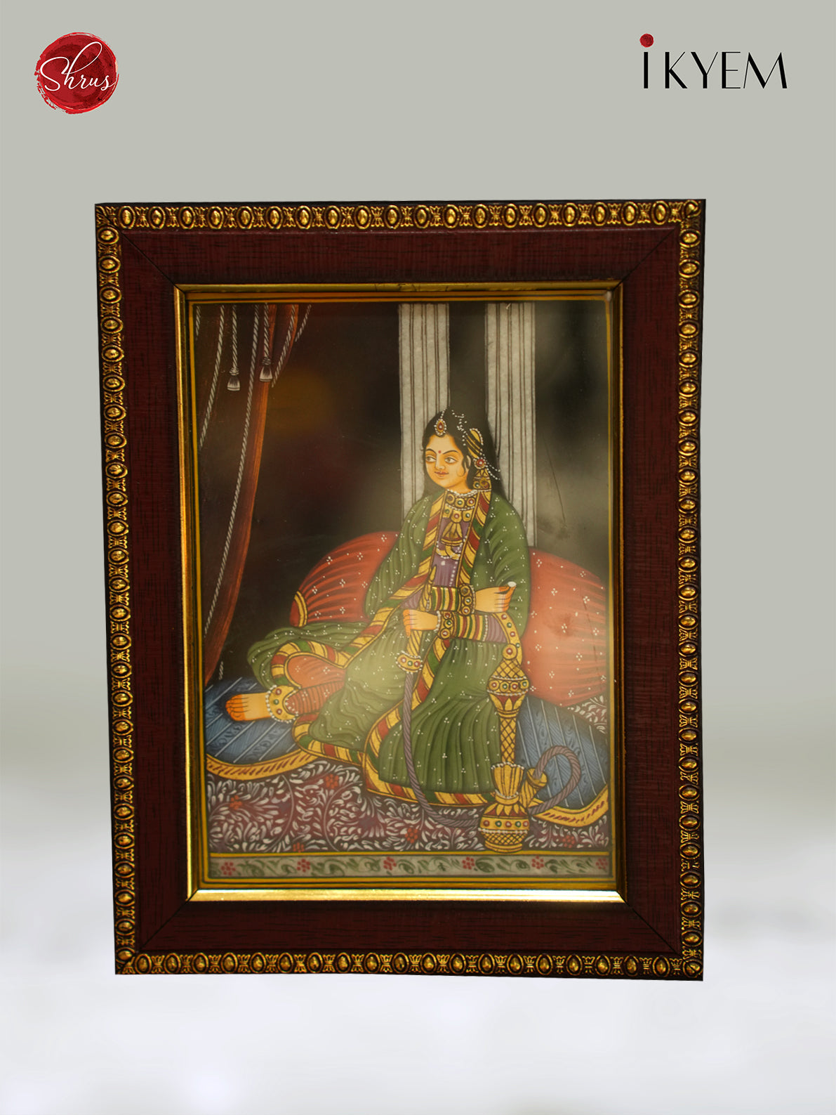Hand painted Lady portrait on Marble tiles with frame