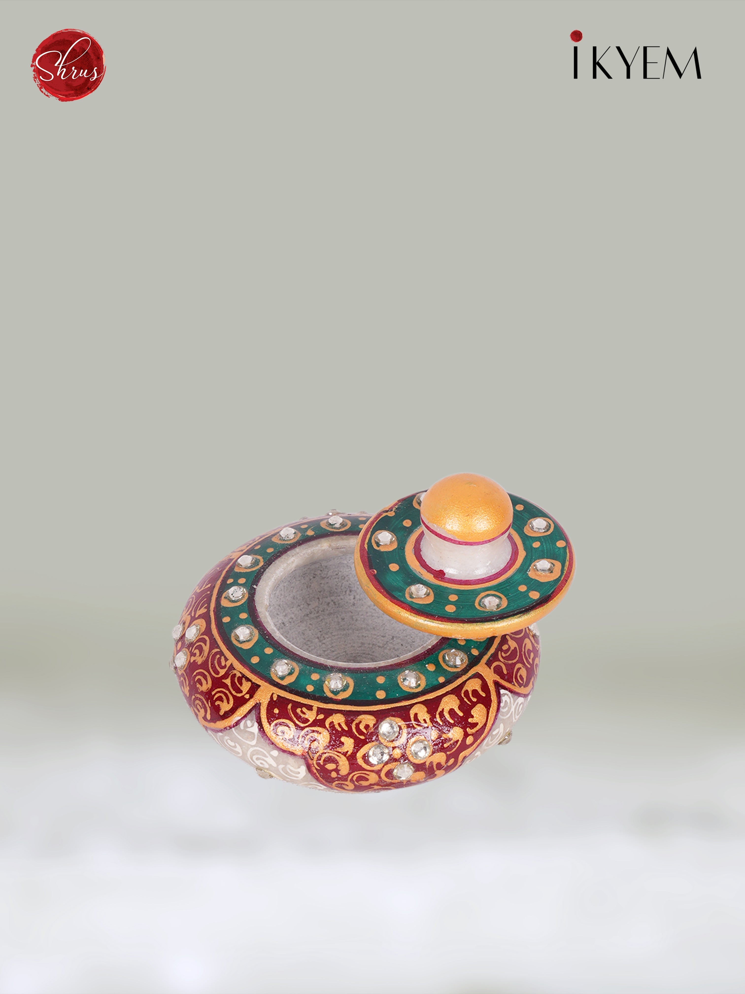 Marble Dust handpainted ceramic jar with lid 2.3 Inch - 3E26078