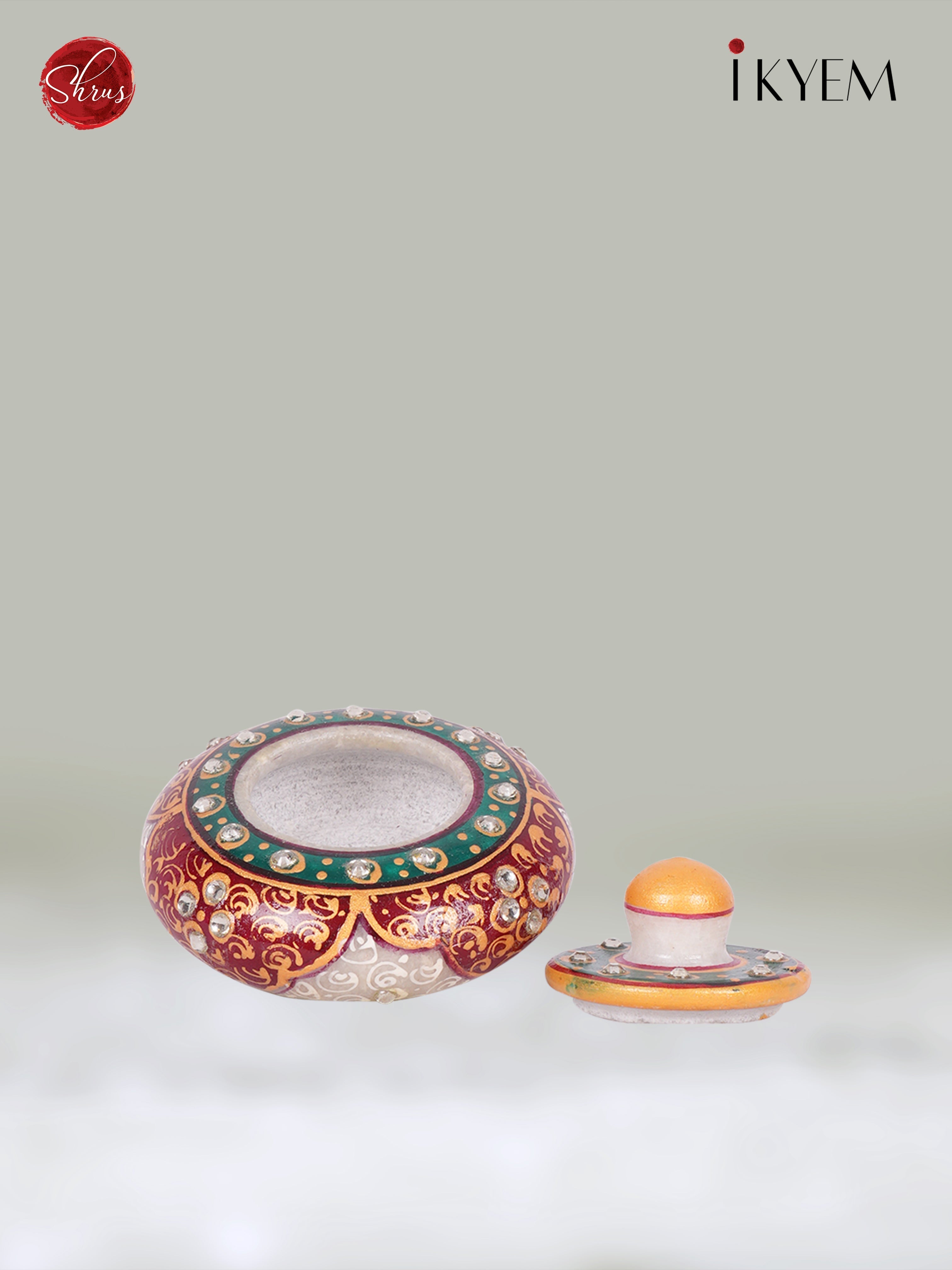 Marble Dust handpainted ceramic jar with lid 2.3 Inch - 3E26078