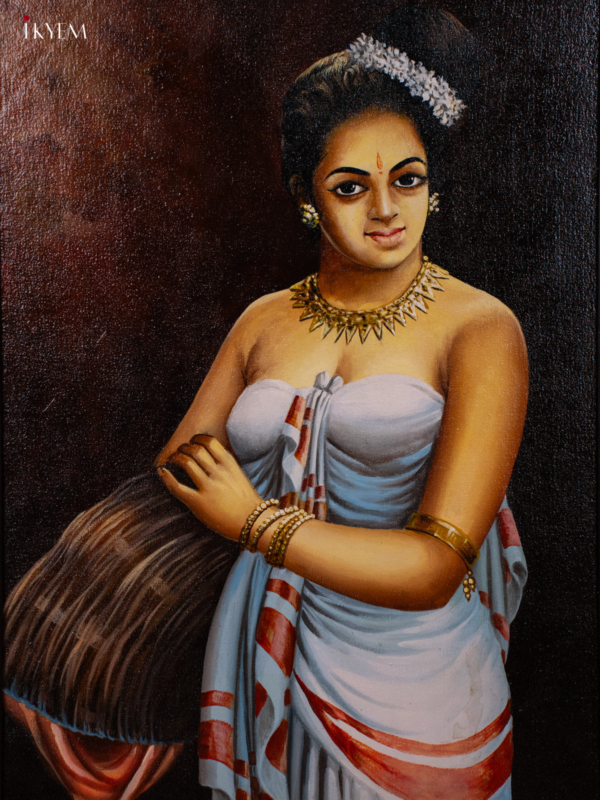 Lady with a Poo Koodai - A Full Painted Artwork