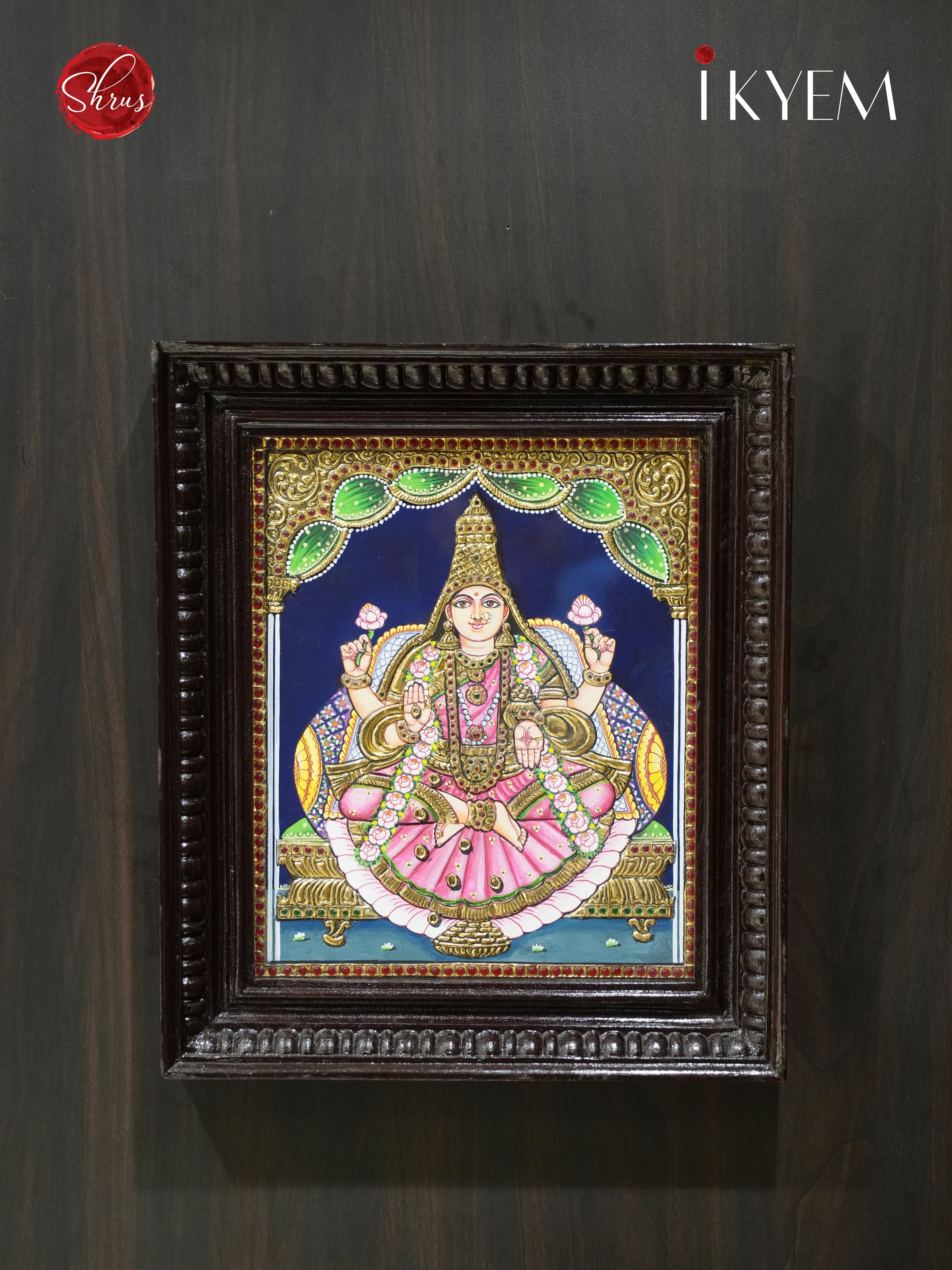 Saraswathi - Tanjore Painting embelished with Pure Gold Foil, Stones and Mani Frame