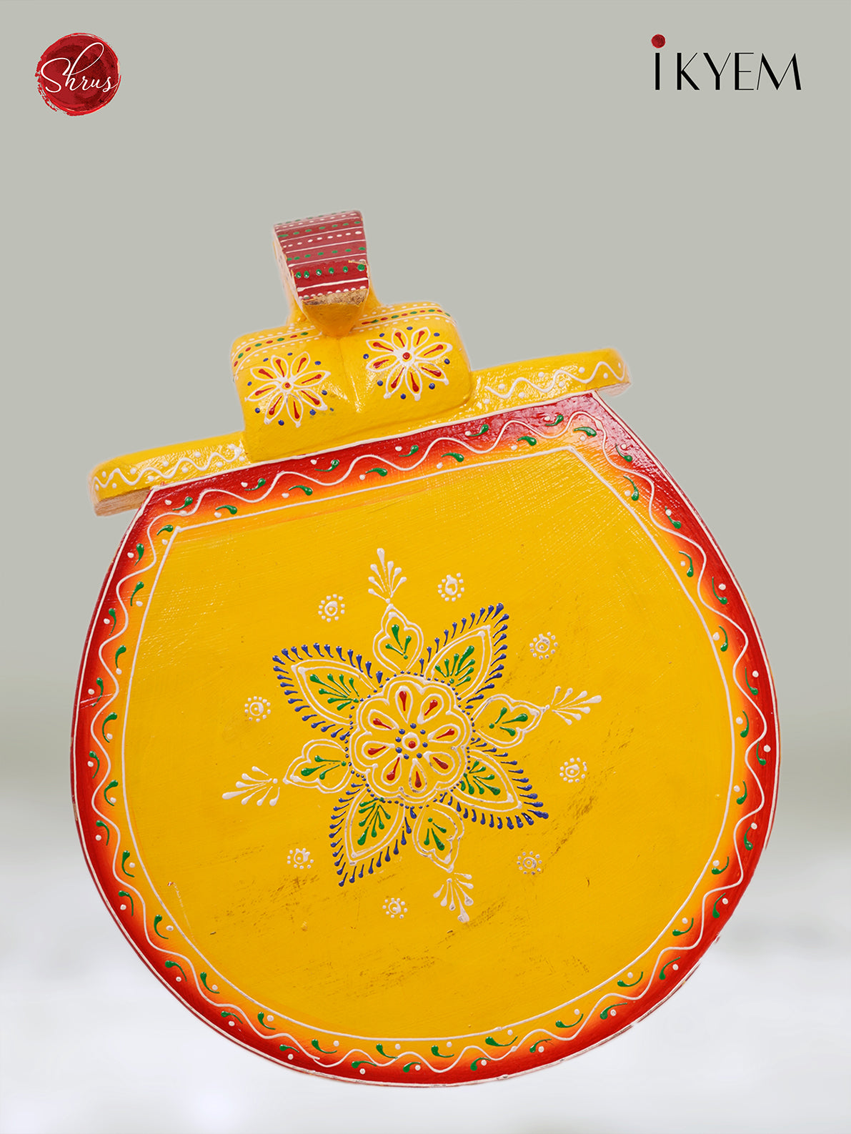 Wooden Hand Painted Elephant Stool - 11.5 Inch -3I08274