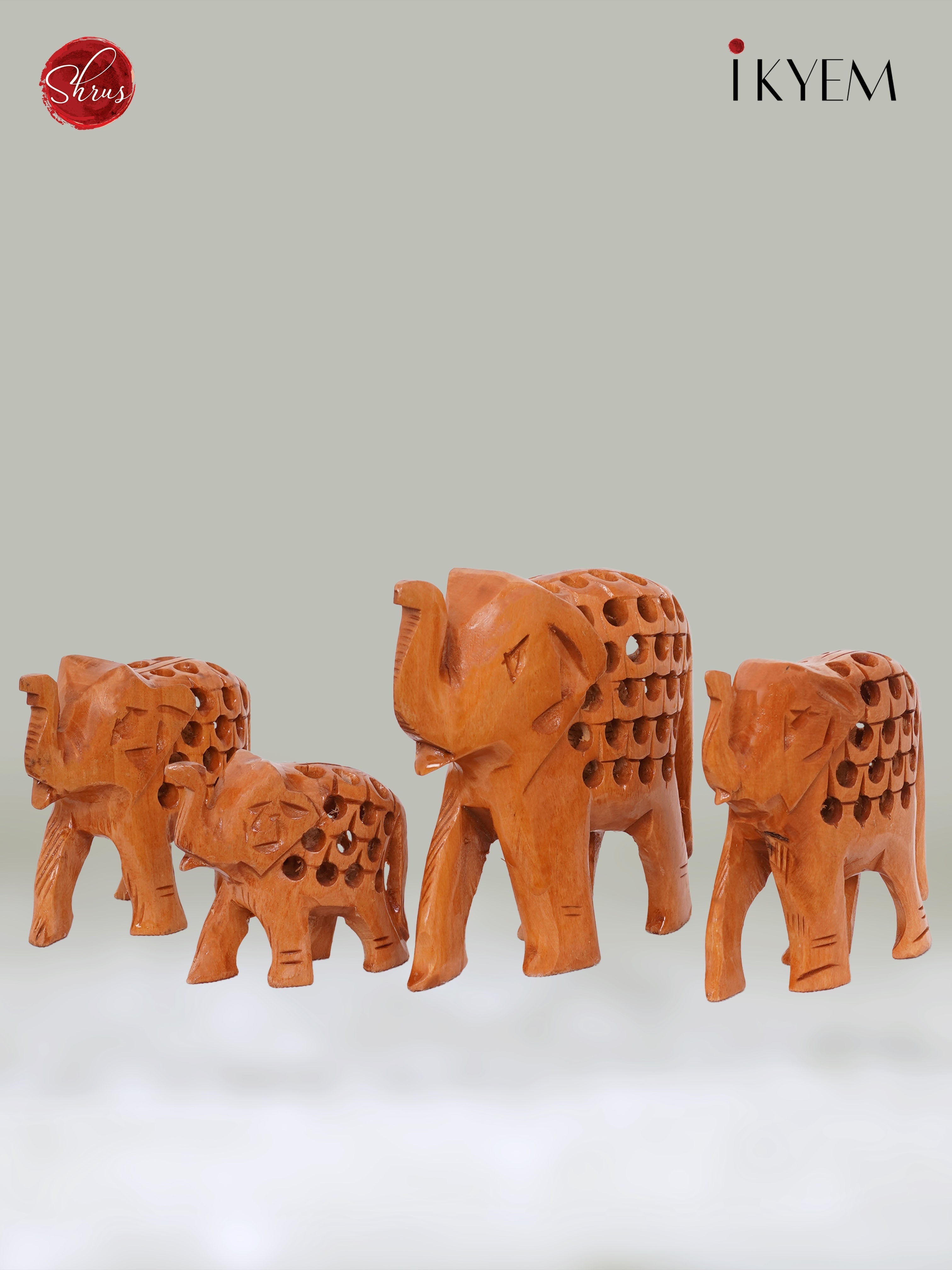 Wooden Elephants Idol (Pair of 4)