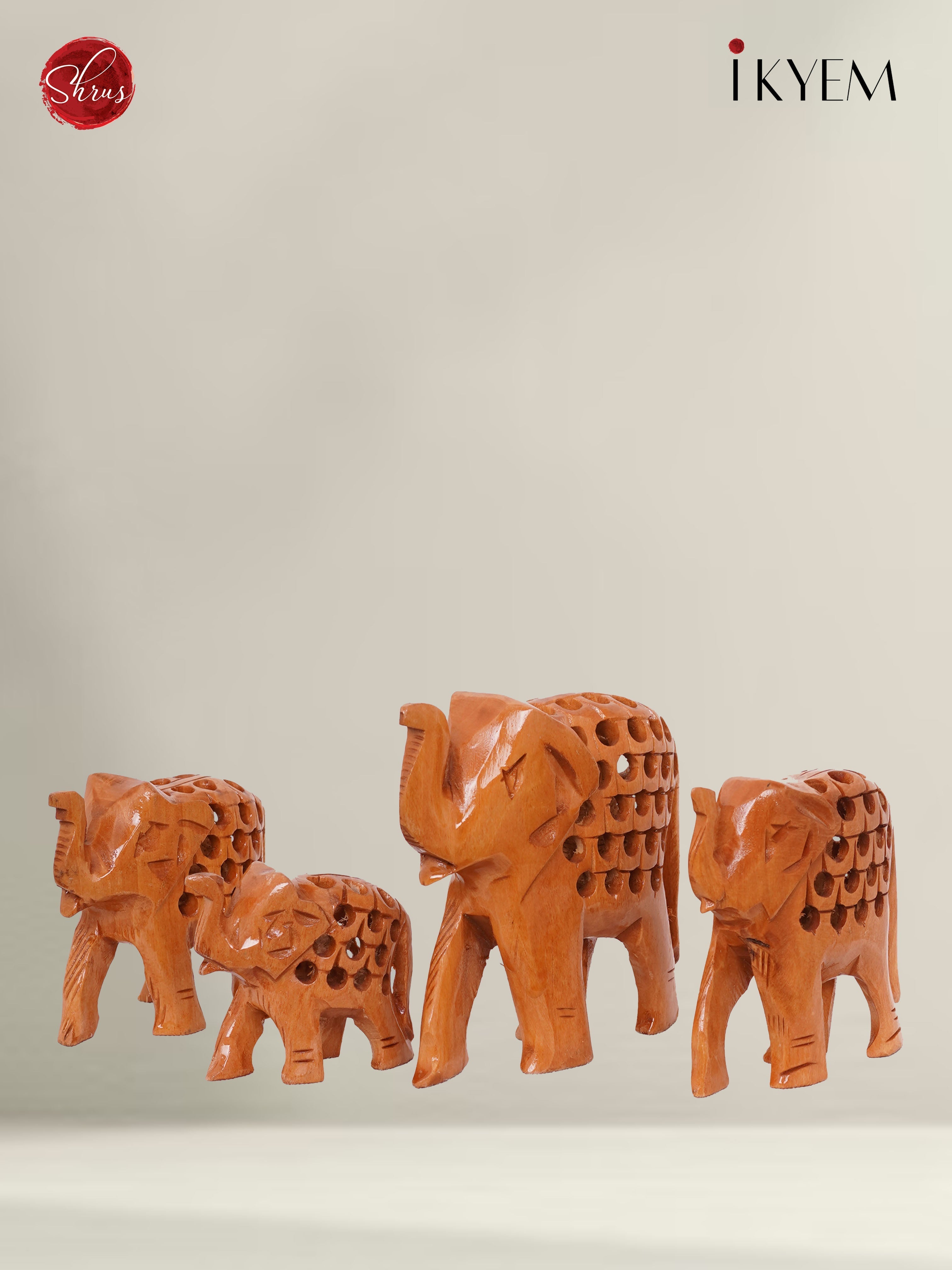 Wooden Elephants Idol (Pair of 4)