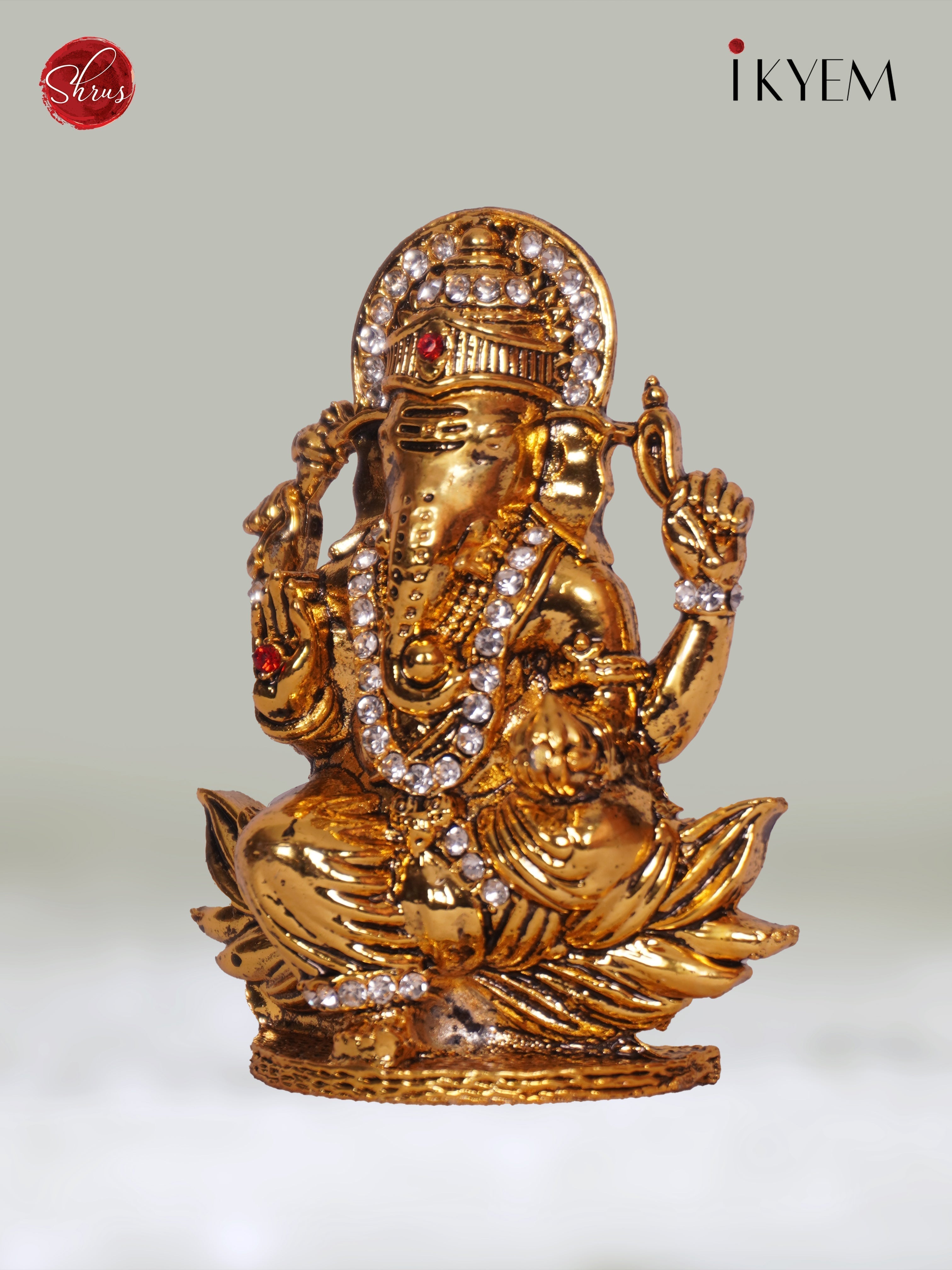 3H01038 - Gold Ganesh Idol - Shop on ShrusEternity.com