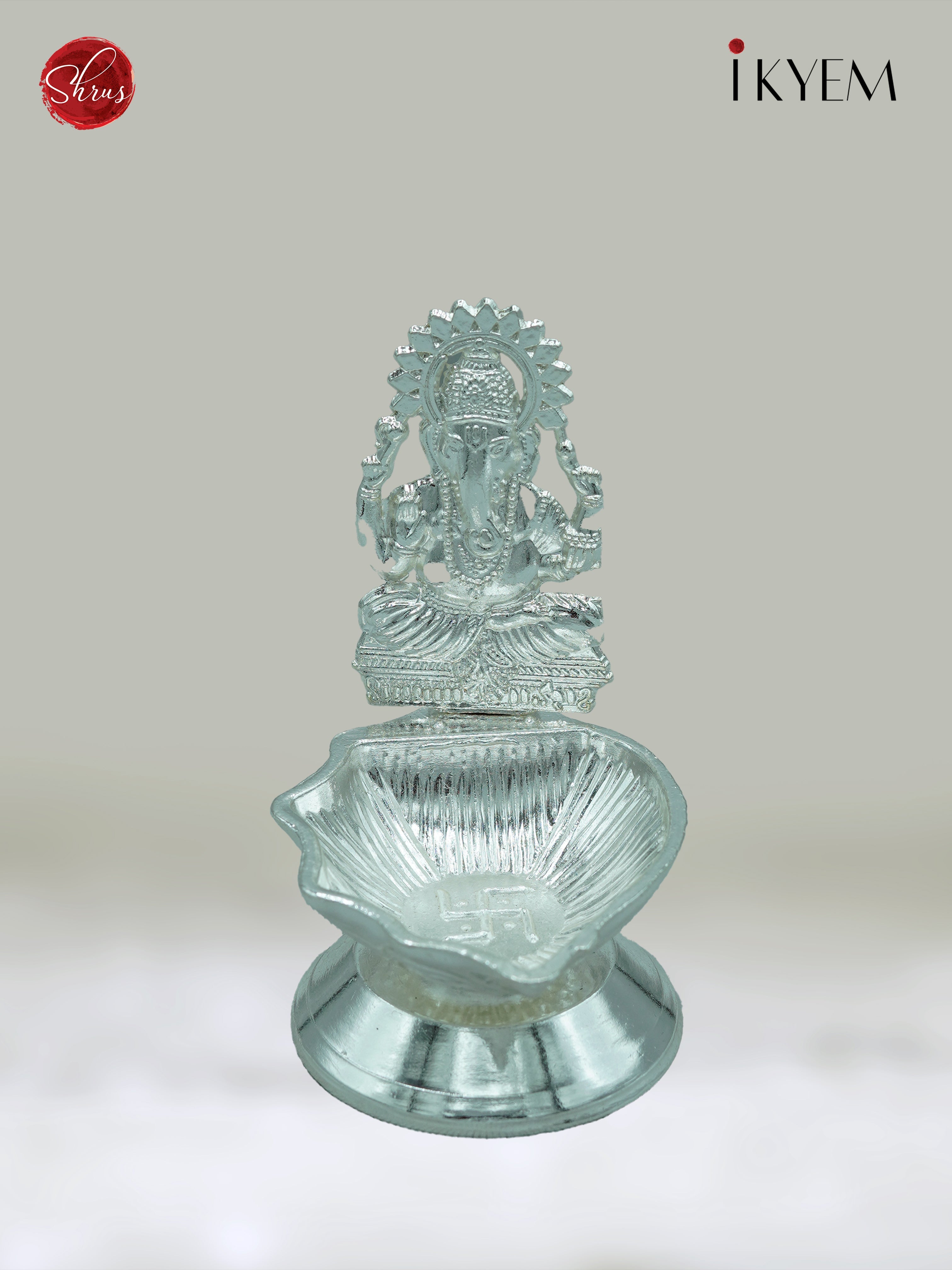 Silver Plated Ganesha Lamp - Pooja Article