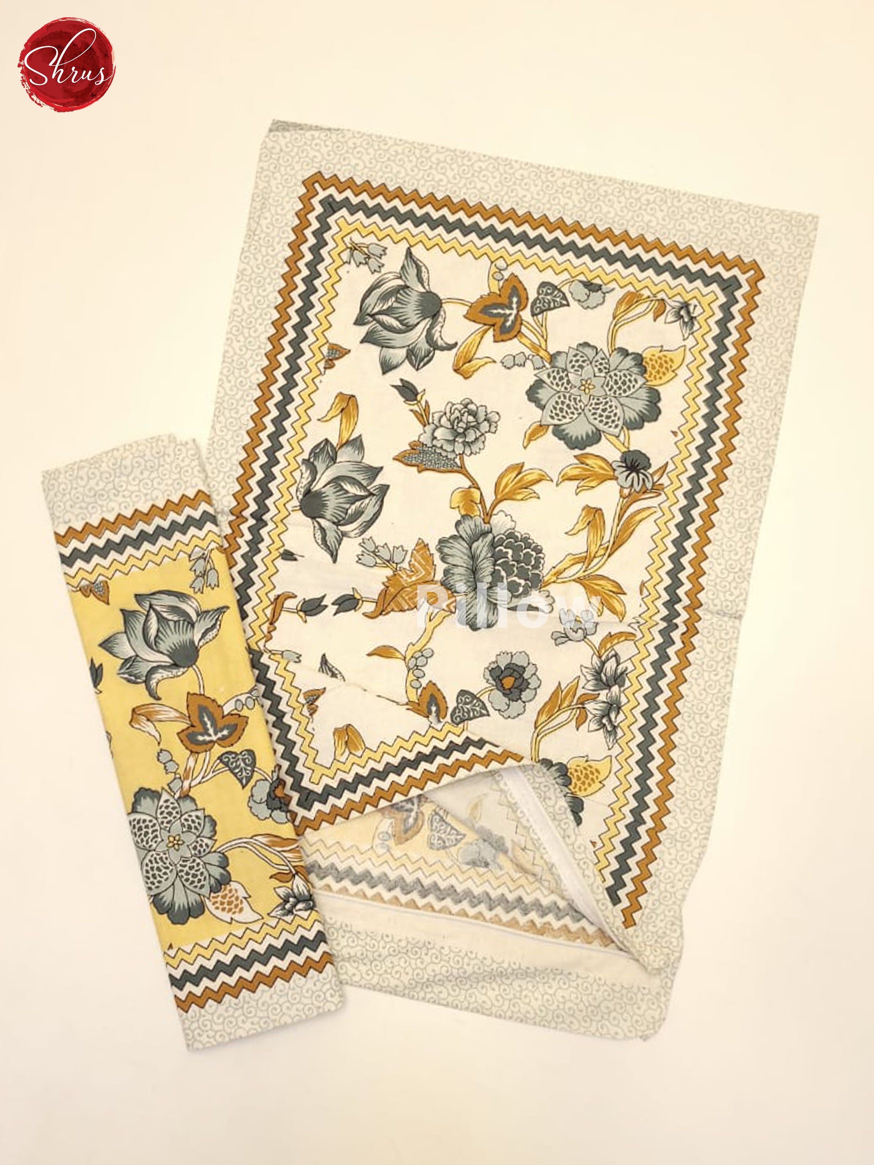 Yellow & Cream- Jaipuri printed Double Bed Spread