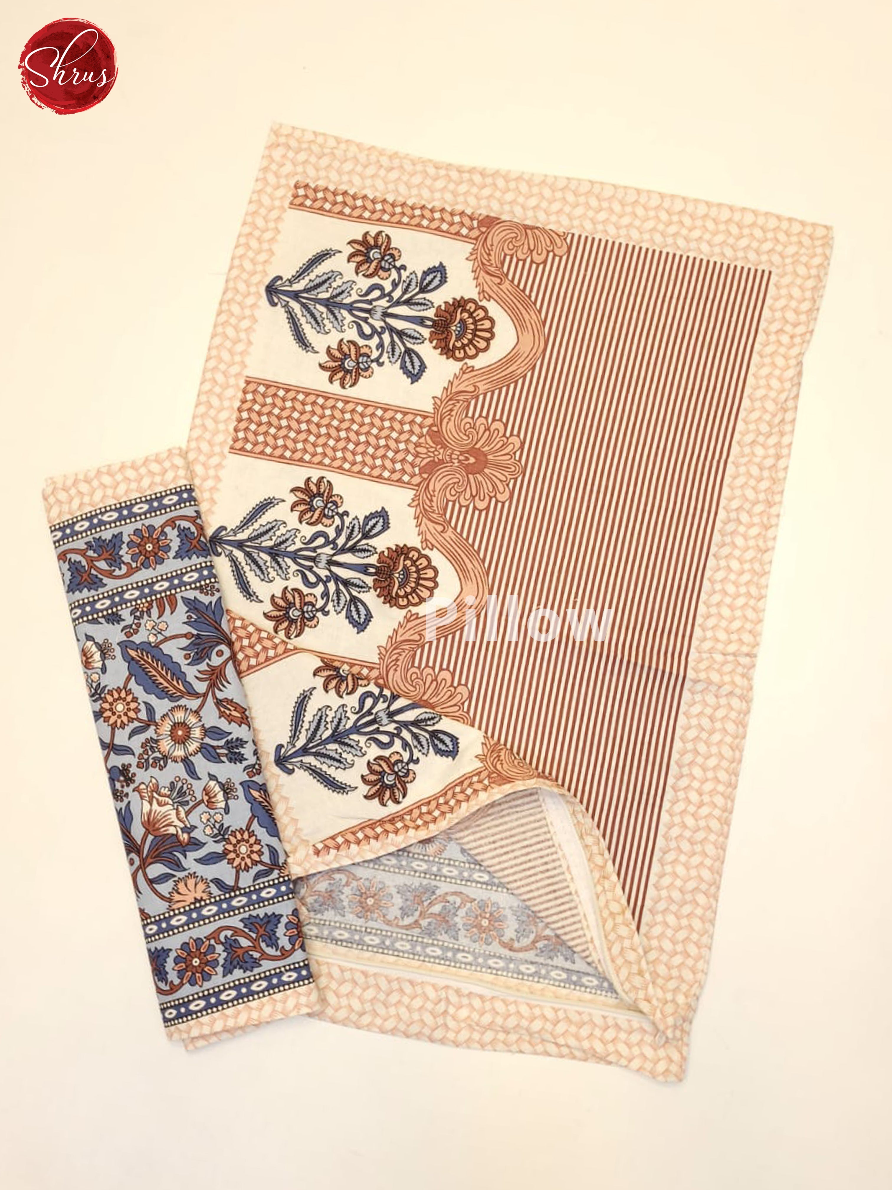 Blue & Cream- Jaipuri Printed Double Bed Spread