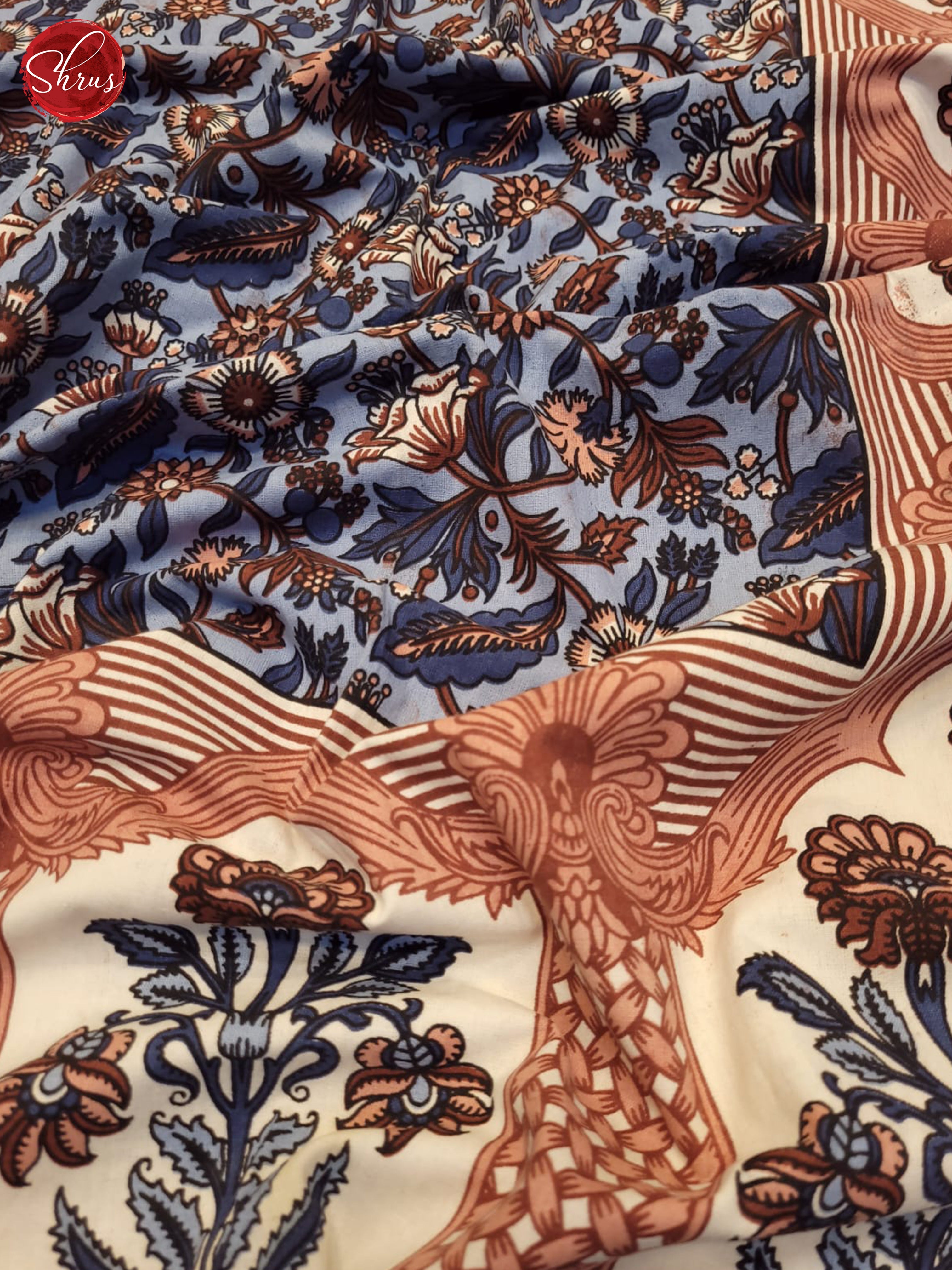Blue & Cream- Jaipuri Printed Double Bed Spread
