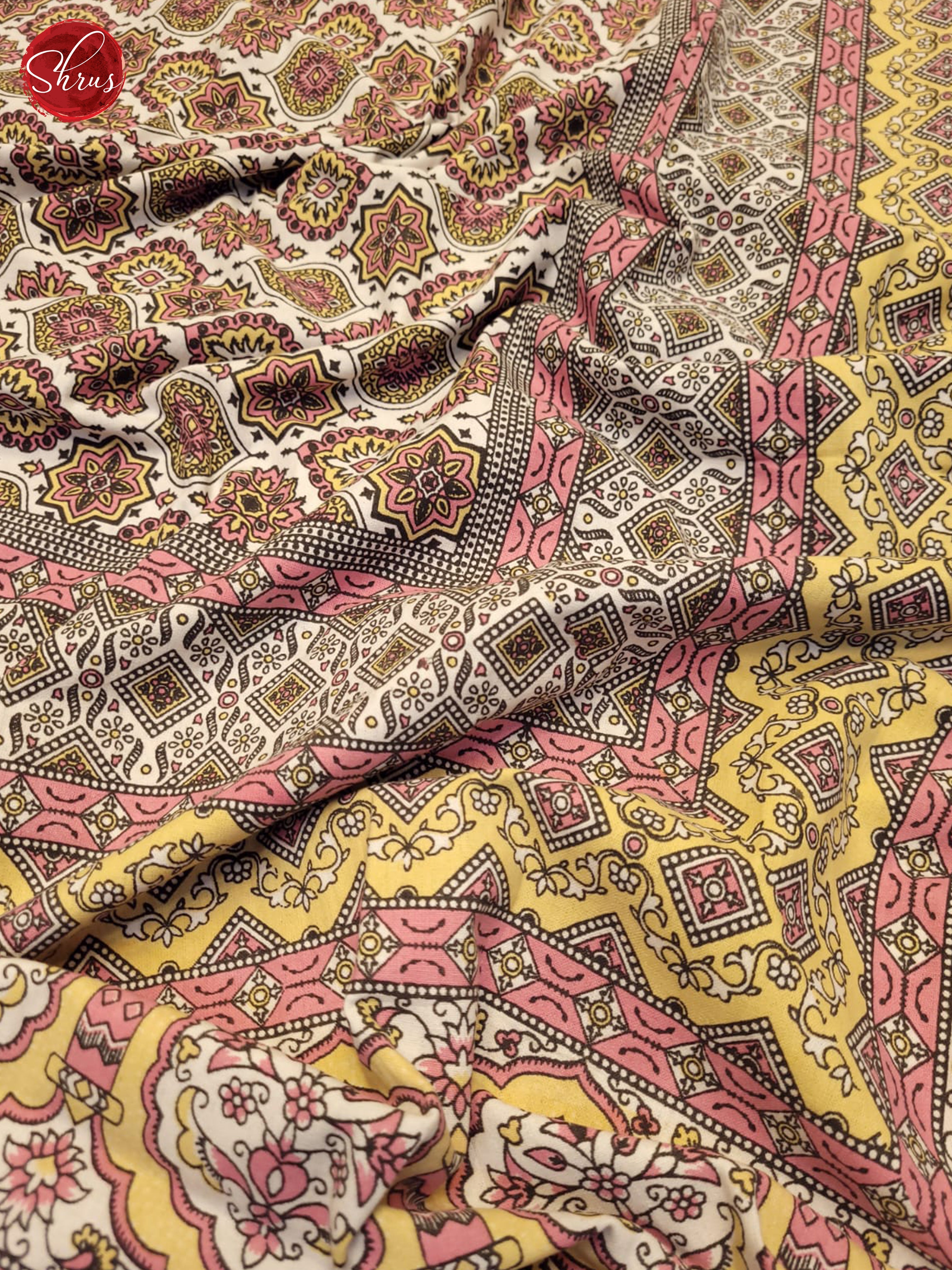 Cream & Pink- Jaipuri Printed Double Bed Spread