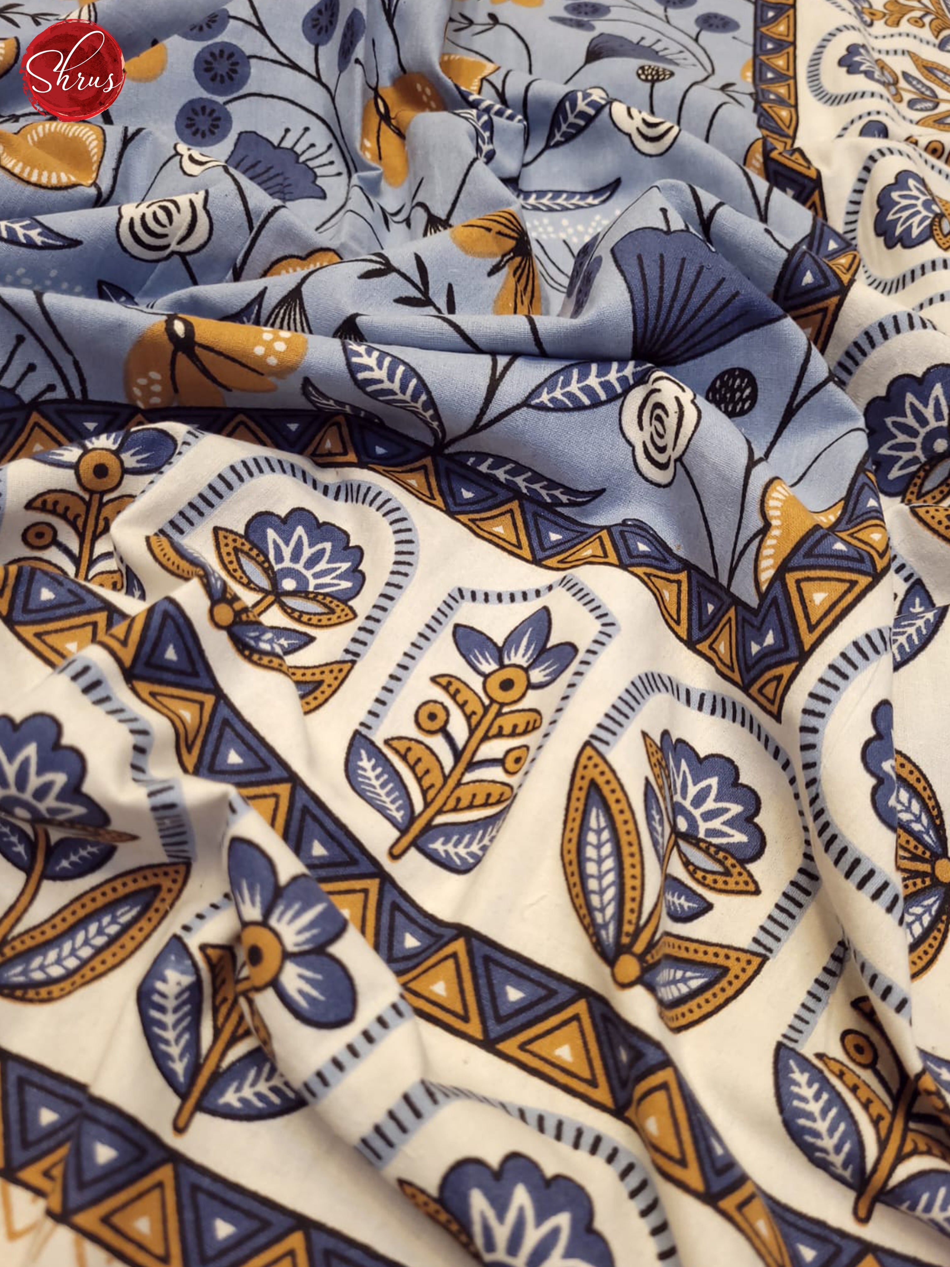 Blue & Cream- Jaipuri Printed Double Bed Spread