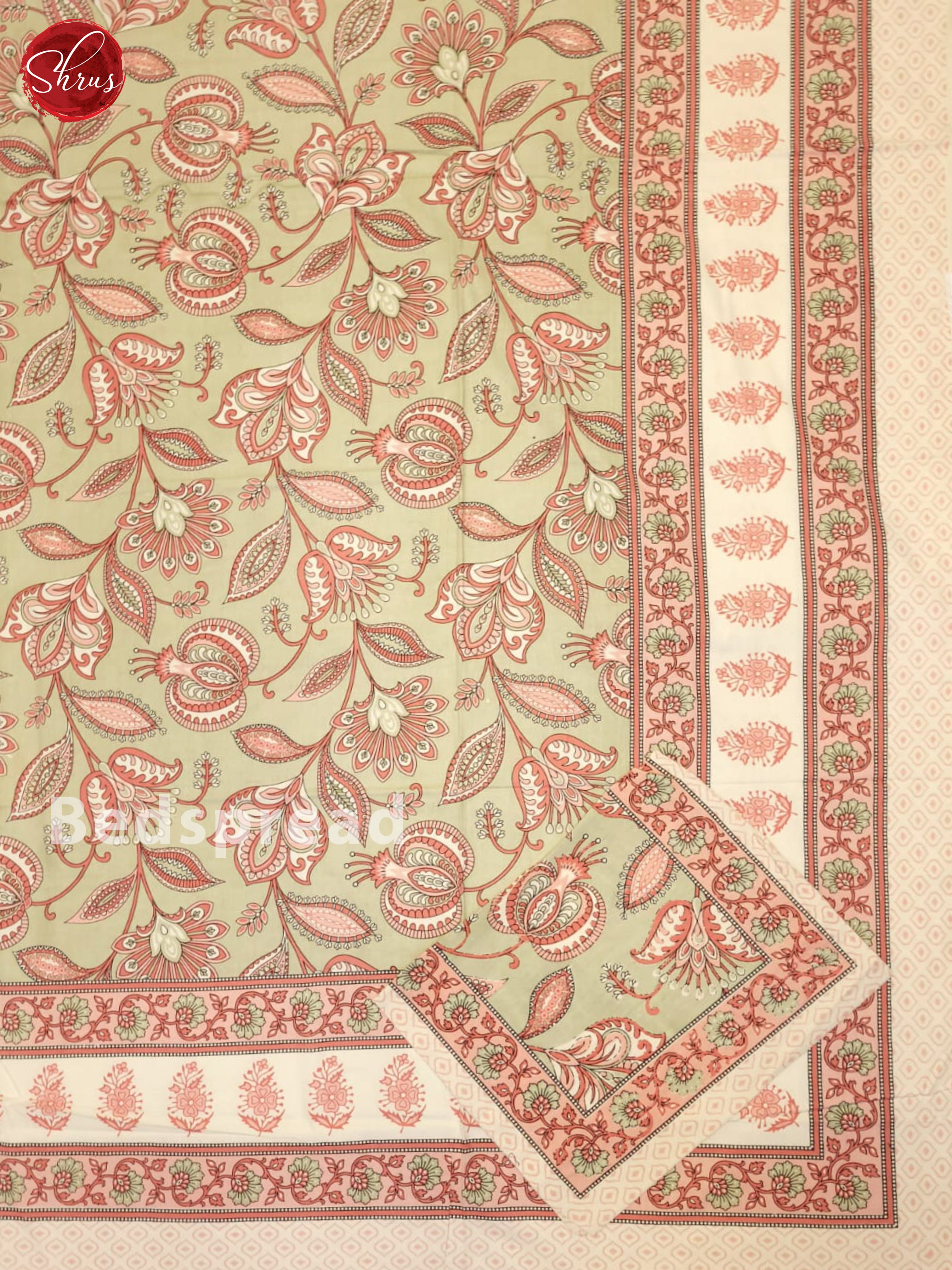 Grey & Cream - Jaipuri Printed Double Bed Spread