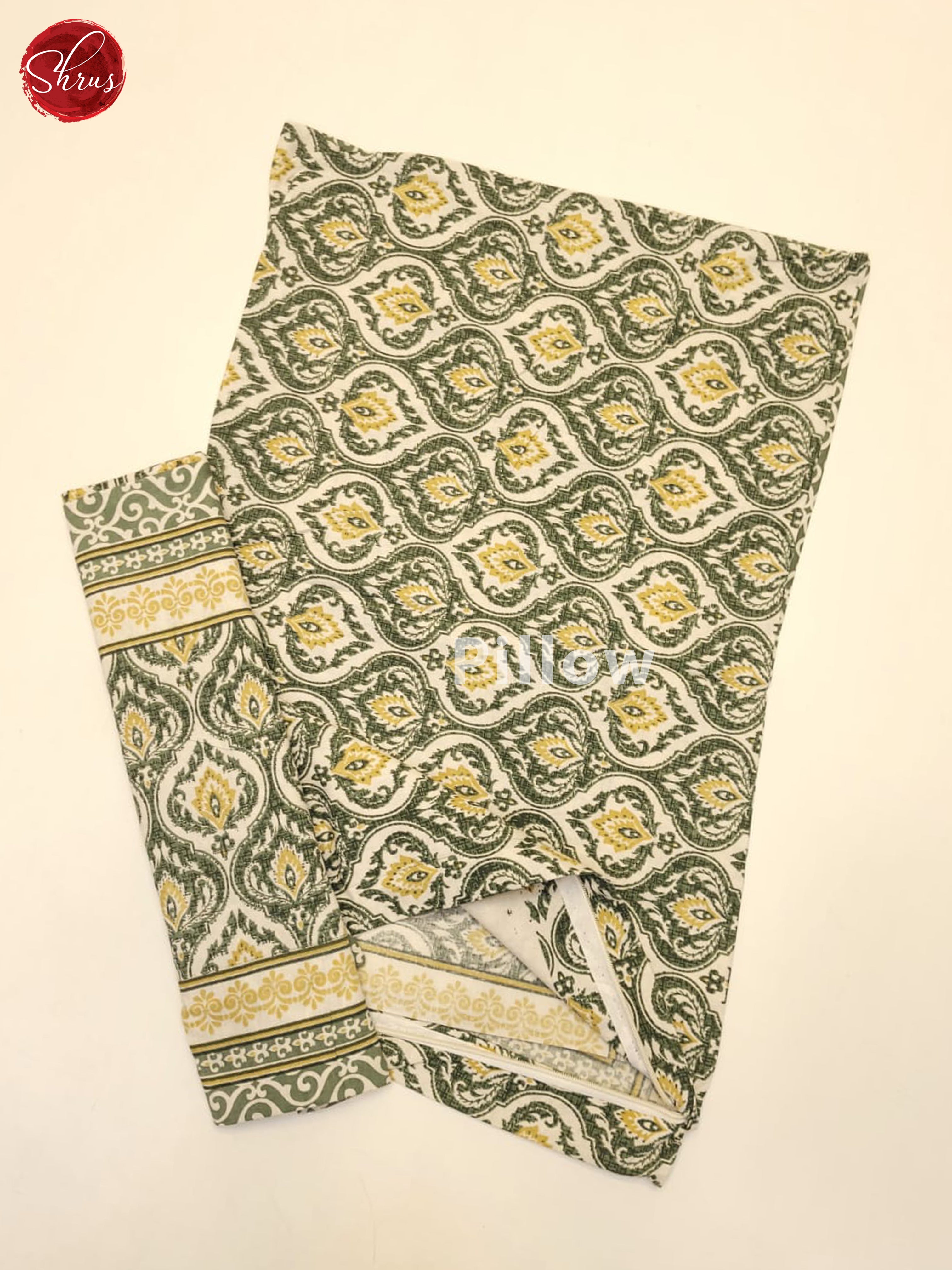 Cream & Green - Jaipuri Printed Double Bed Spread