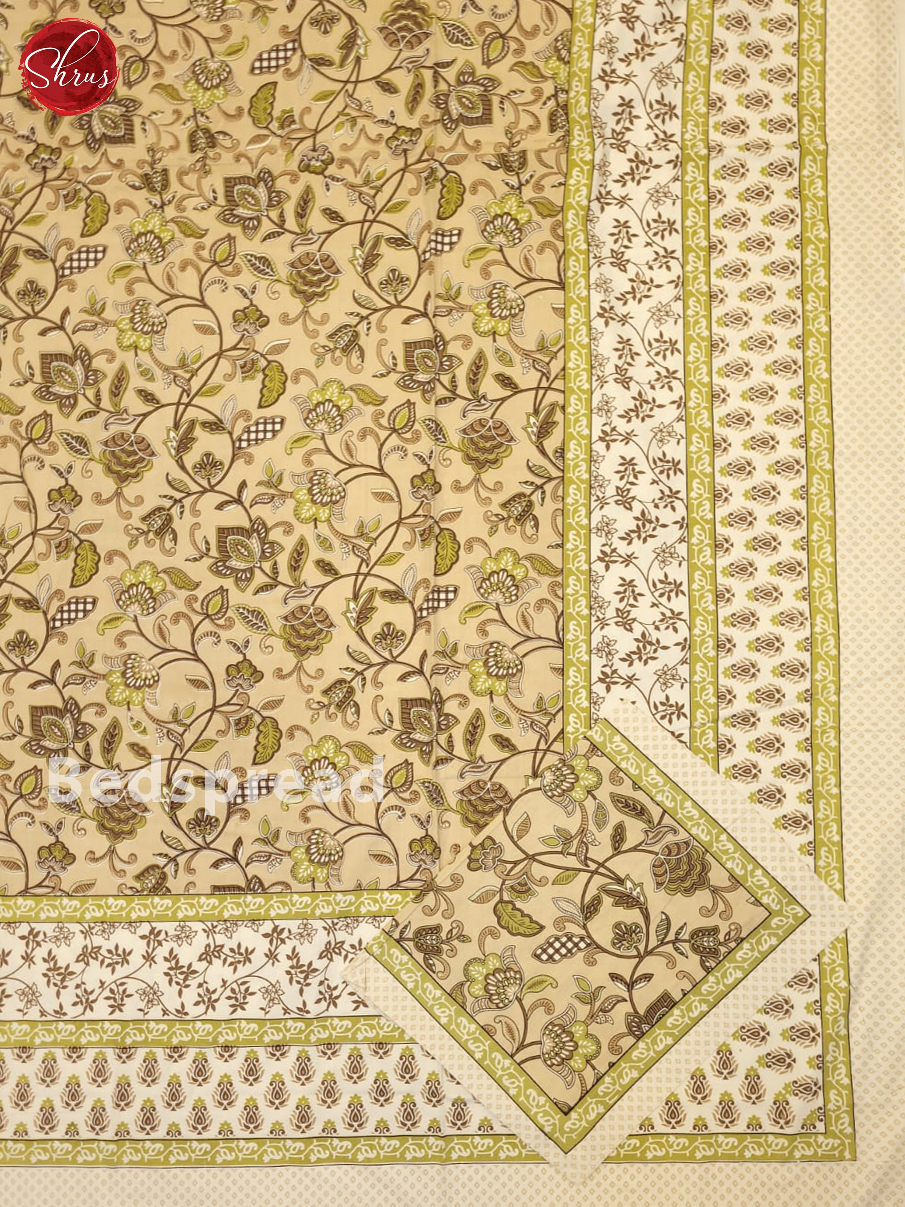 Brown & Cream - Jaipuri Printed Double Bed Spread