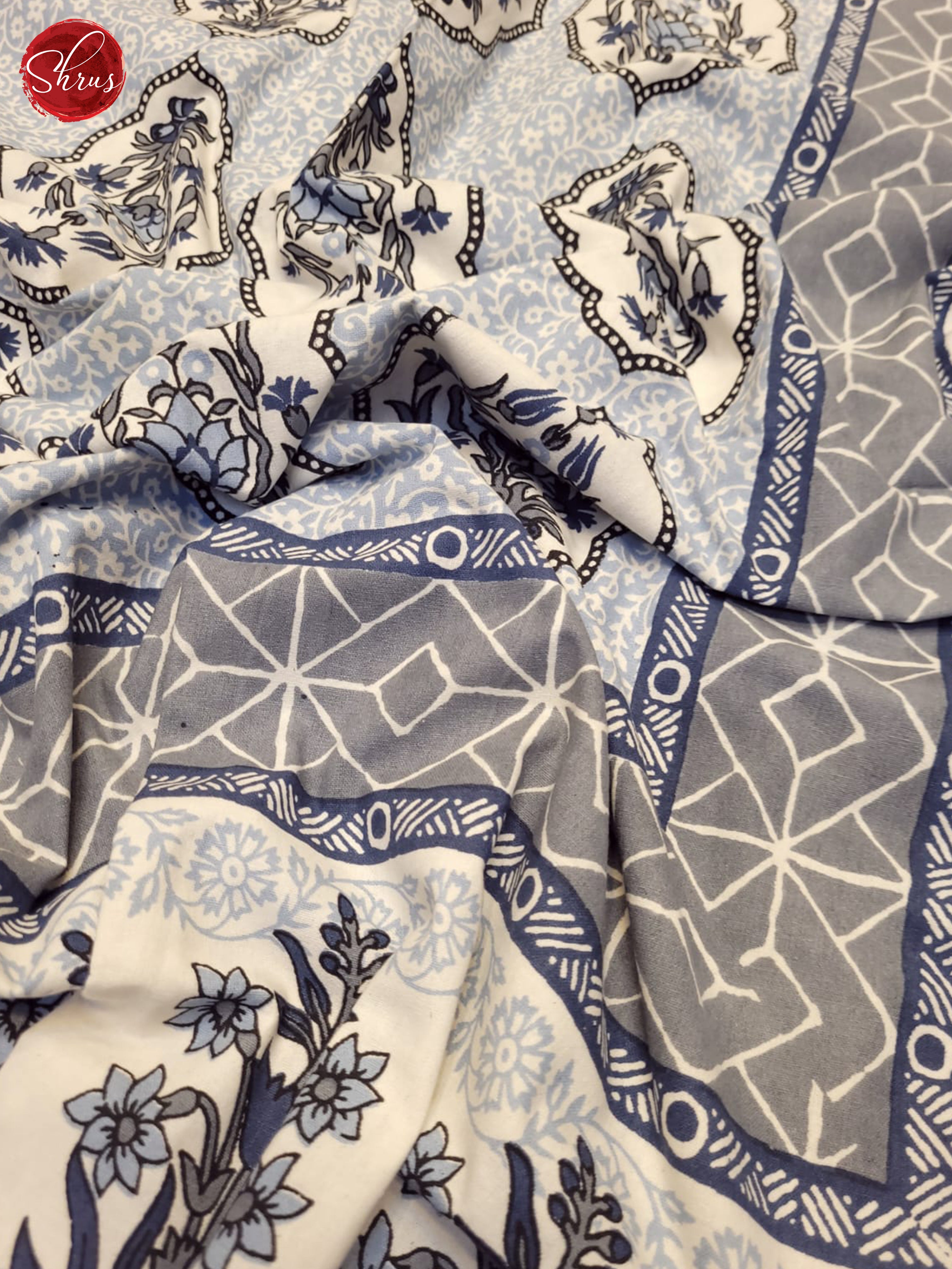 Blue & Grey - Jaipuri Printed Double Bed Spread
