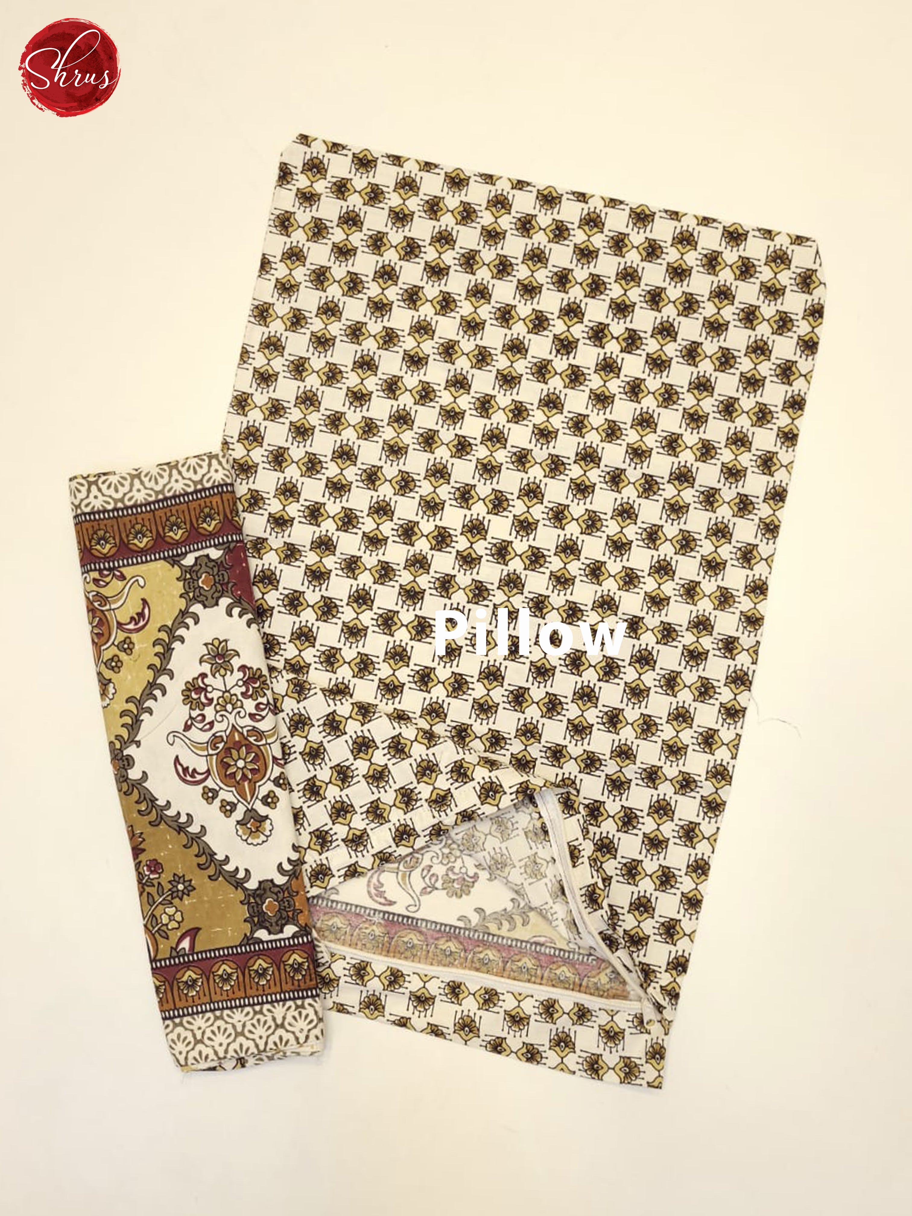 Cream & Maroon - Jaipuri Printed Double Bed Spread