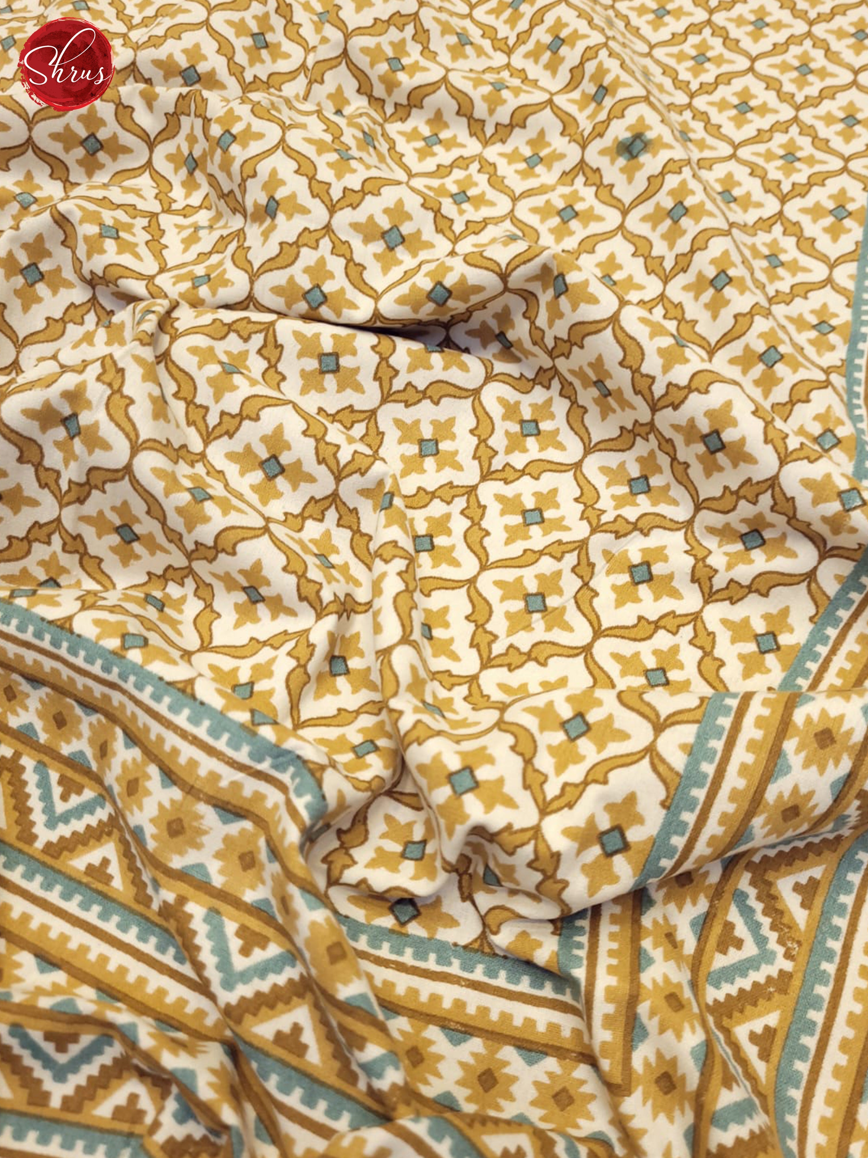 Mustard & Cream- Jaipuri Printed Double Bed Spread