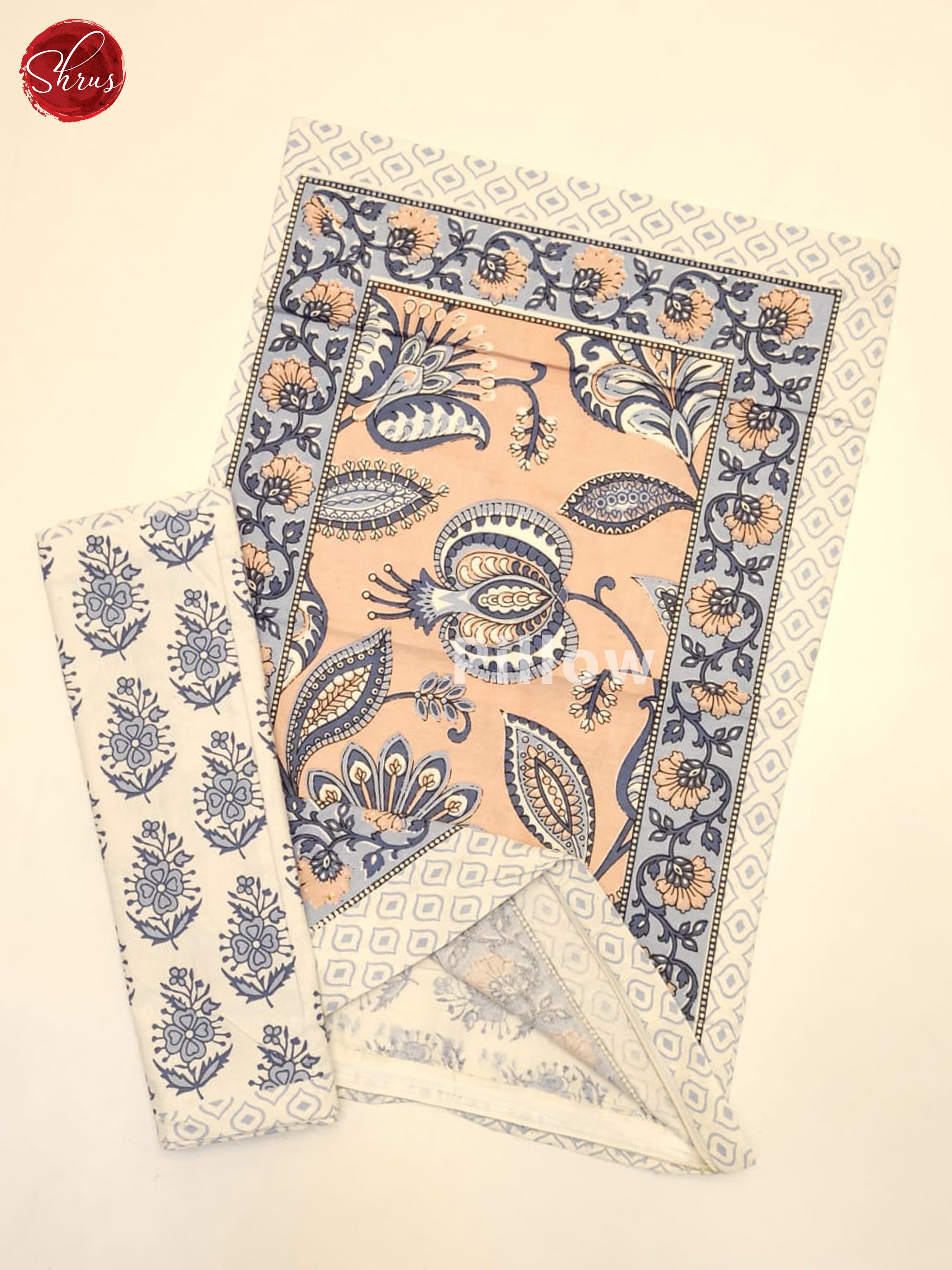 Dusty Pink & Cream - Jaipuri Printed Double Bed Spread