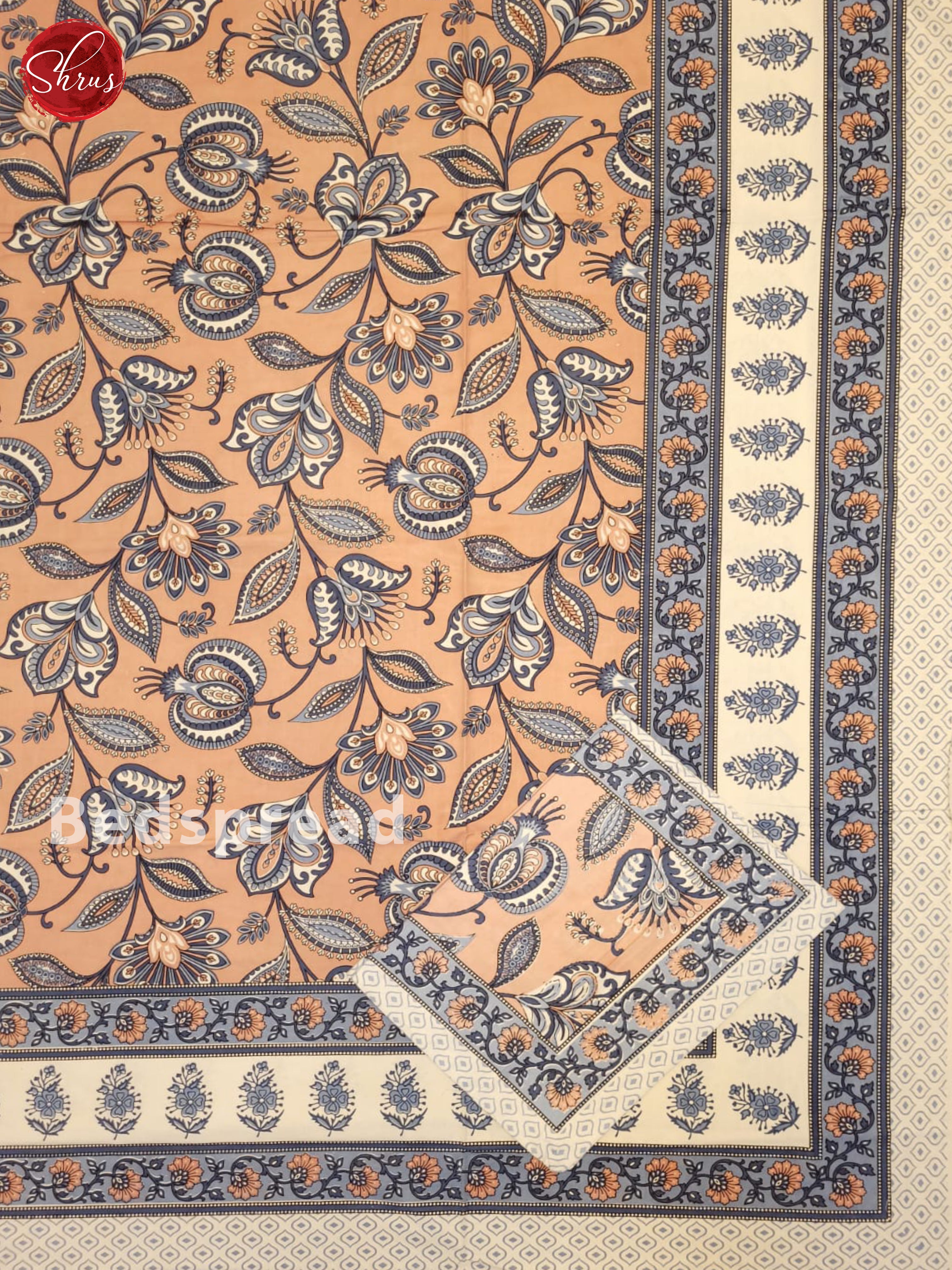 Dusty Pink & Cream - Jaipuri Printed Double Bed Spread