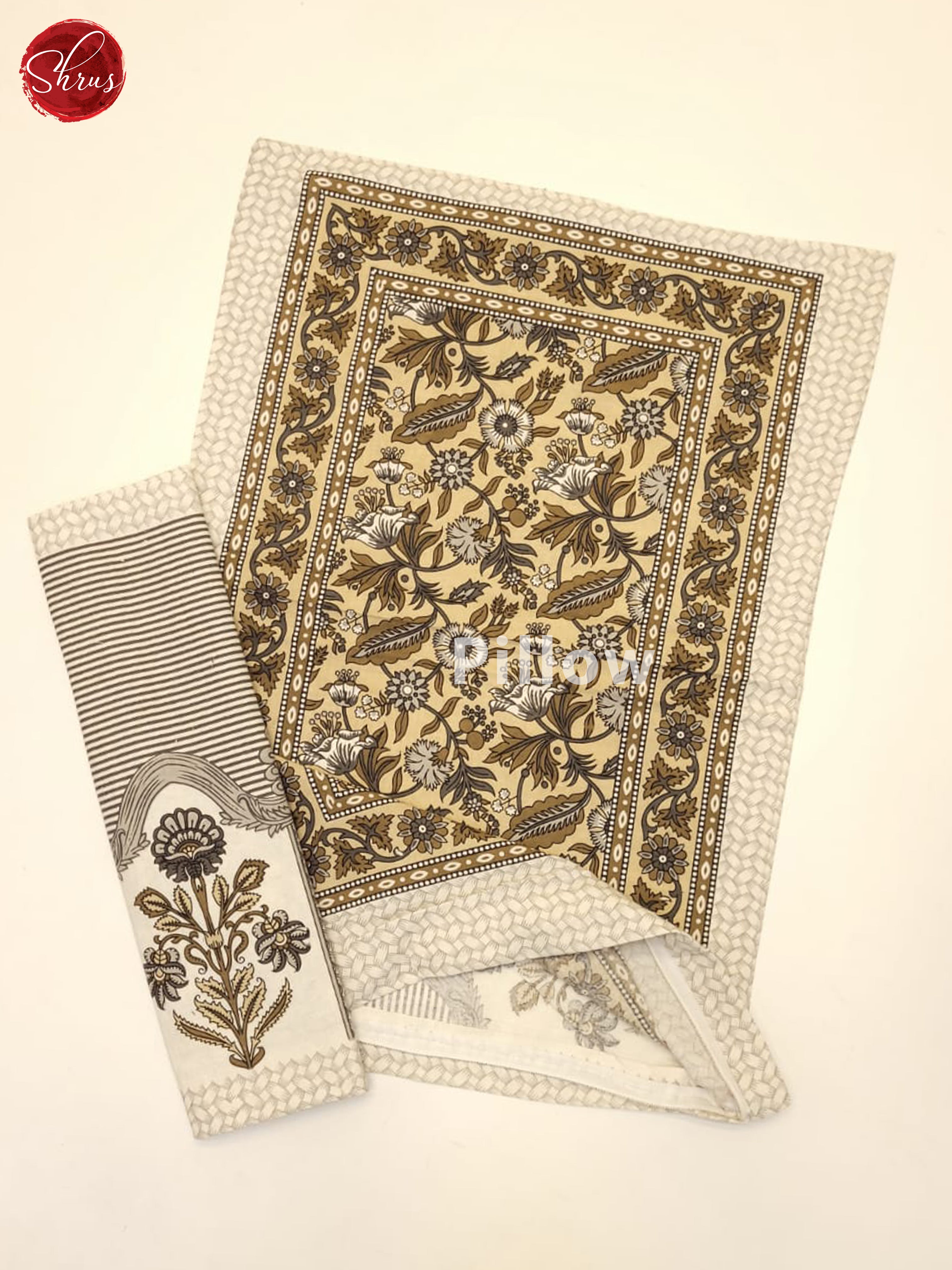 Brown & Cream- Jaipuri Printed Double Bed Spread