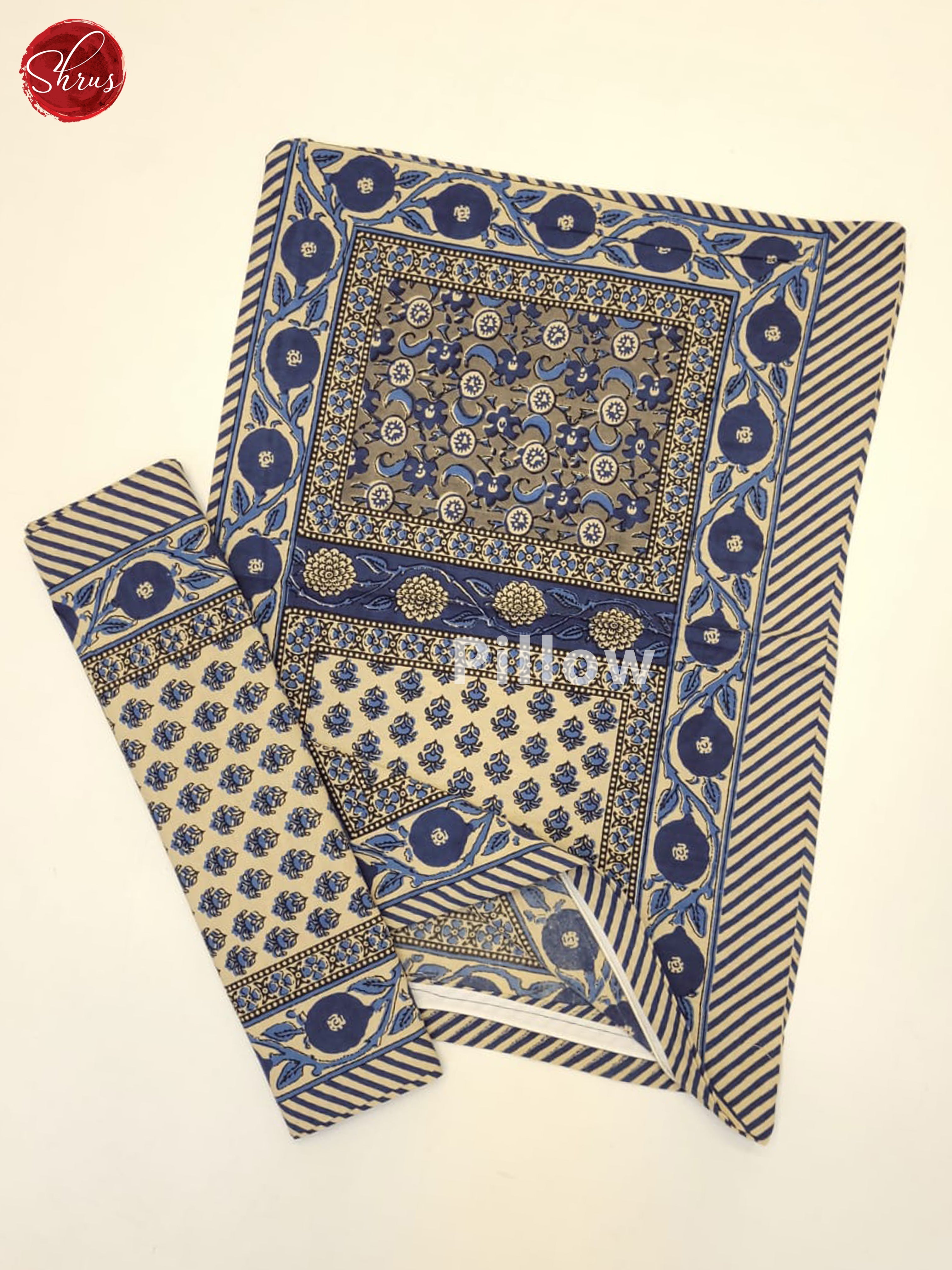 Blue & Grey - Jaipuri Printed Double Bed Spread
