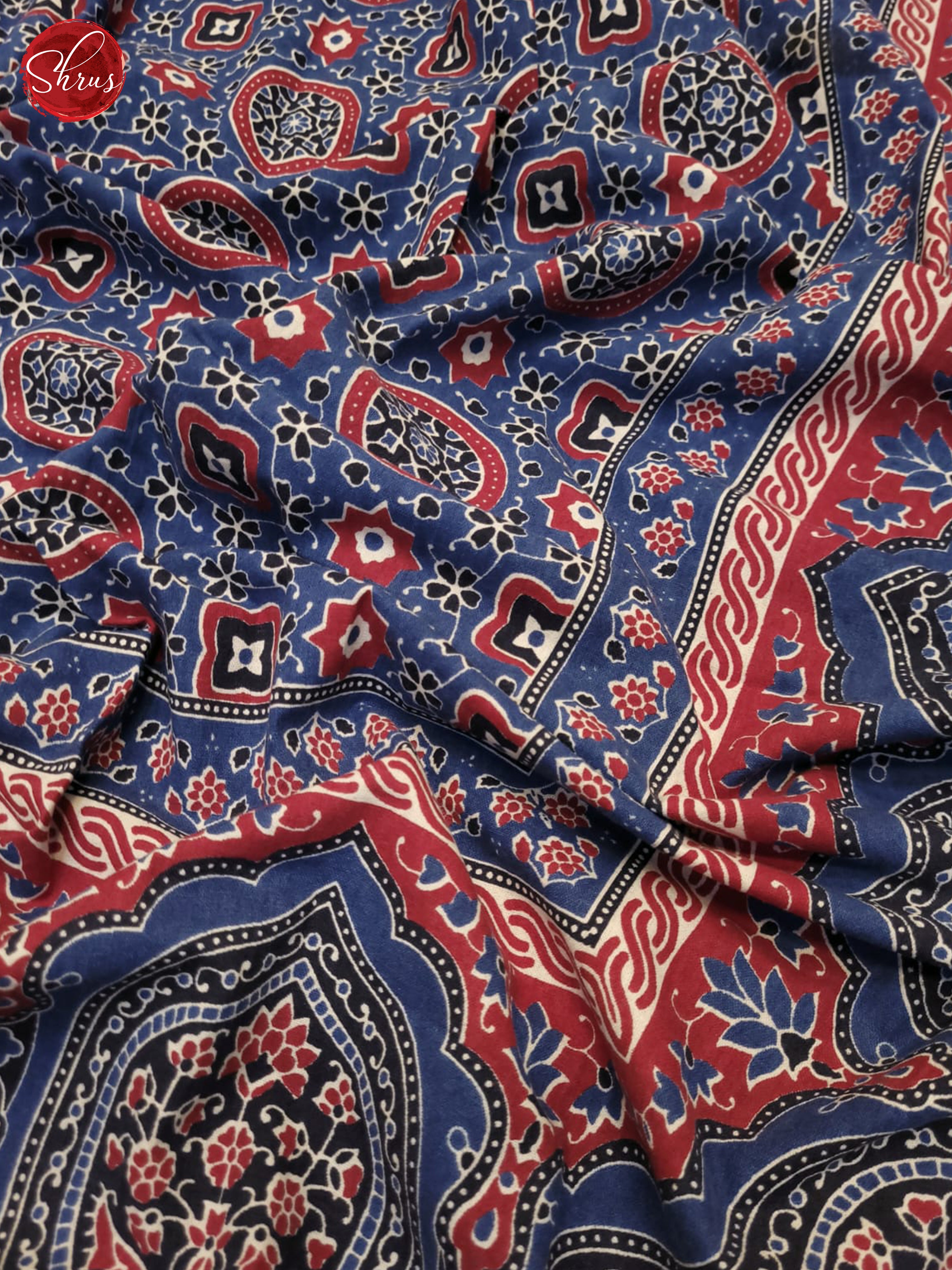 Blue & Red- Jaipuri Printed Double Bed Spread