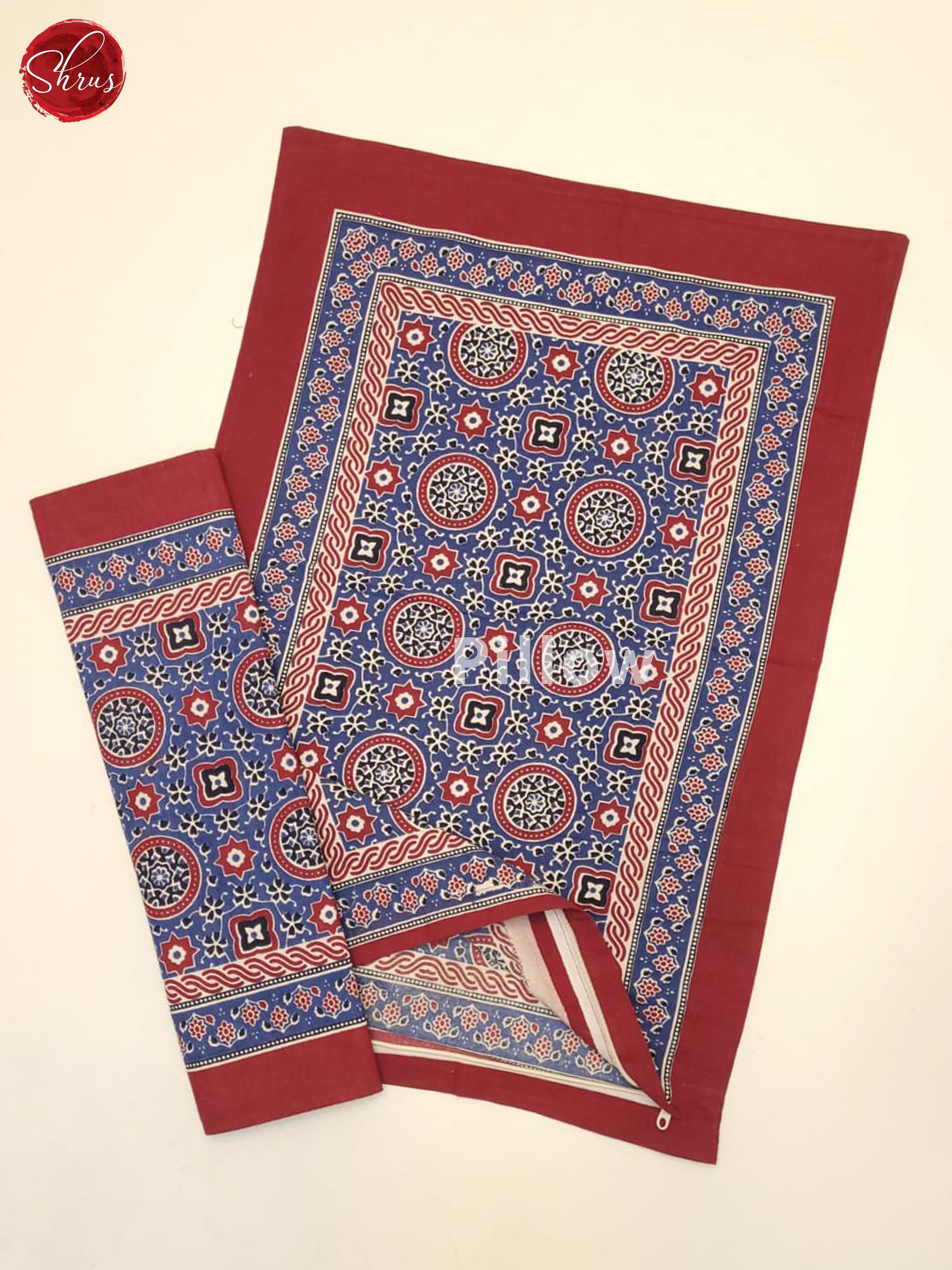 Blue & Red- Jaipuri Printed Double Bed Spread
