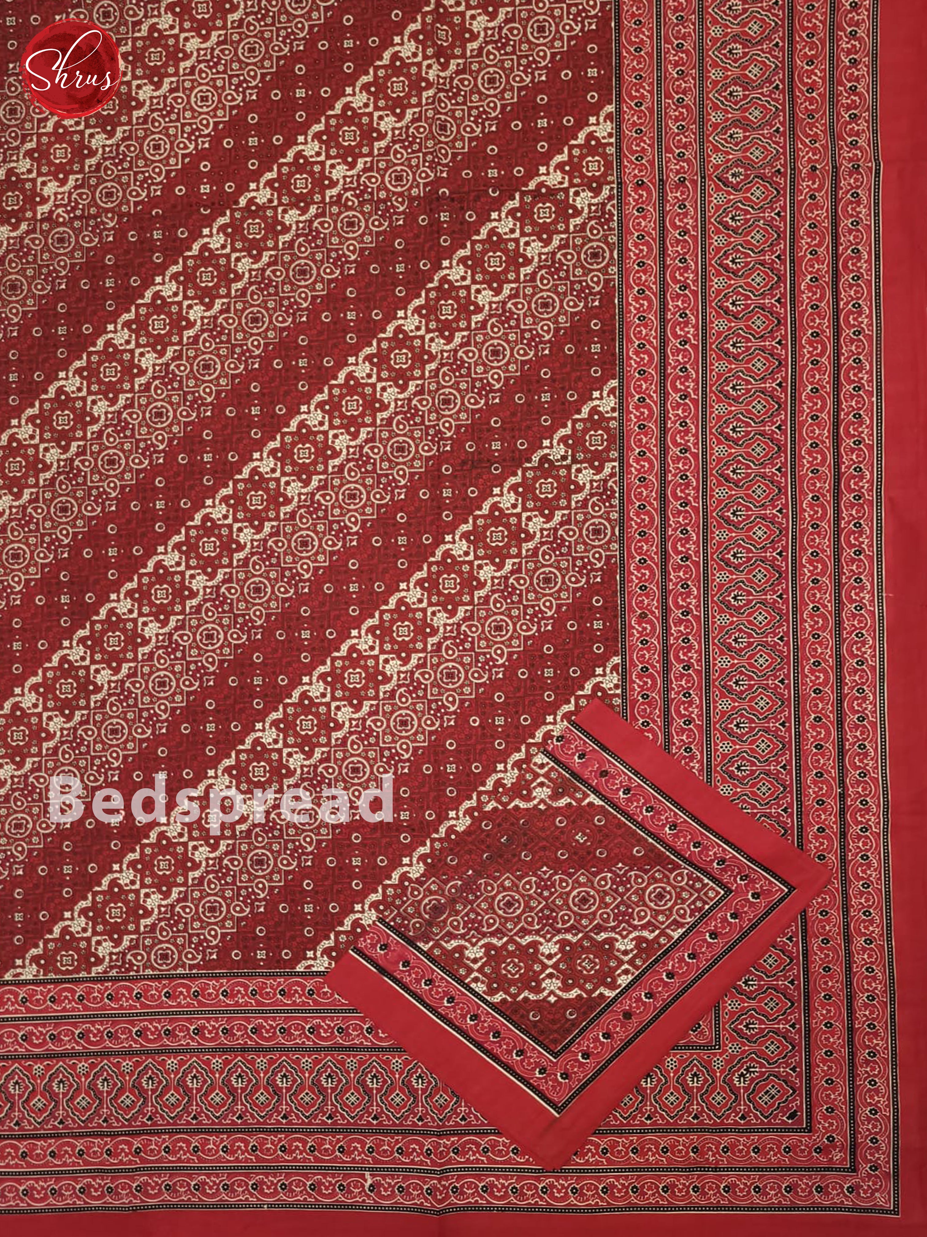 Red - Jaipuri Printed Double Bed Spread