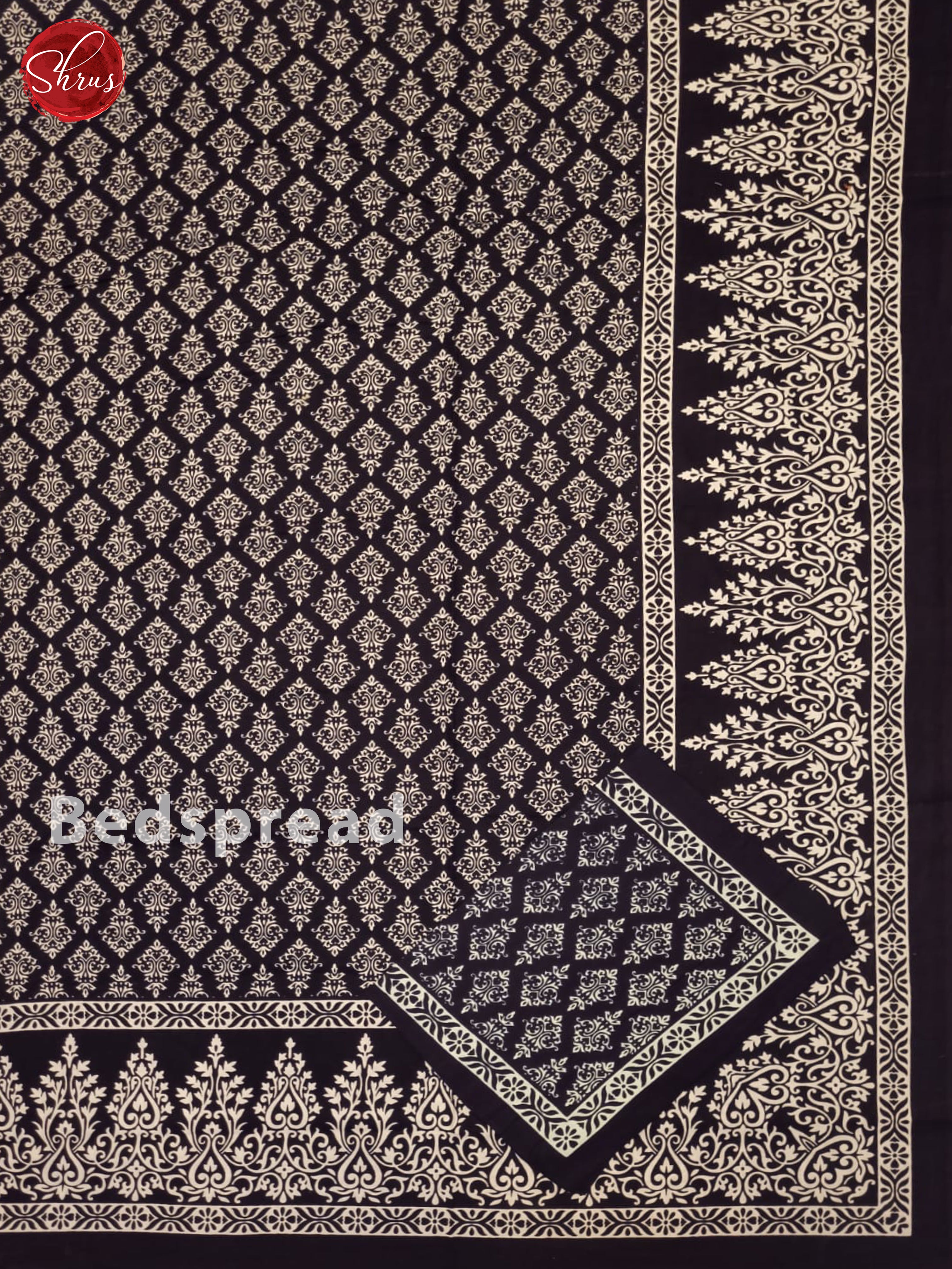 Black- Jaipuri Printed  Double Bed Sheet