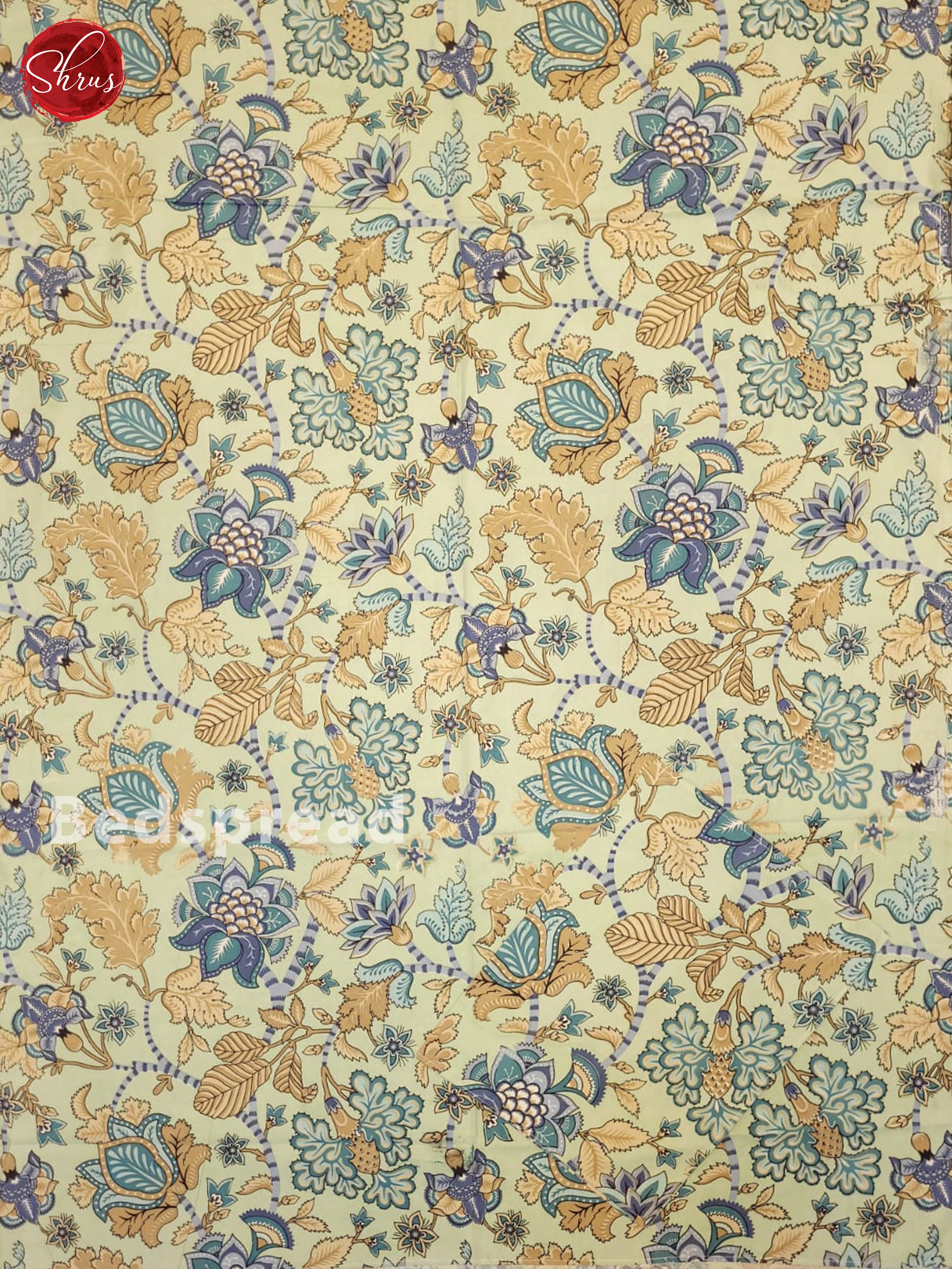 Light Green & Blue - Jaipuri Printed Double Bed Spread