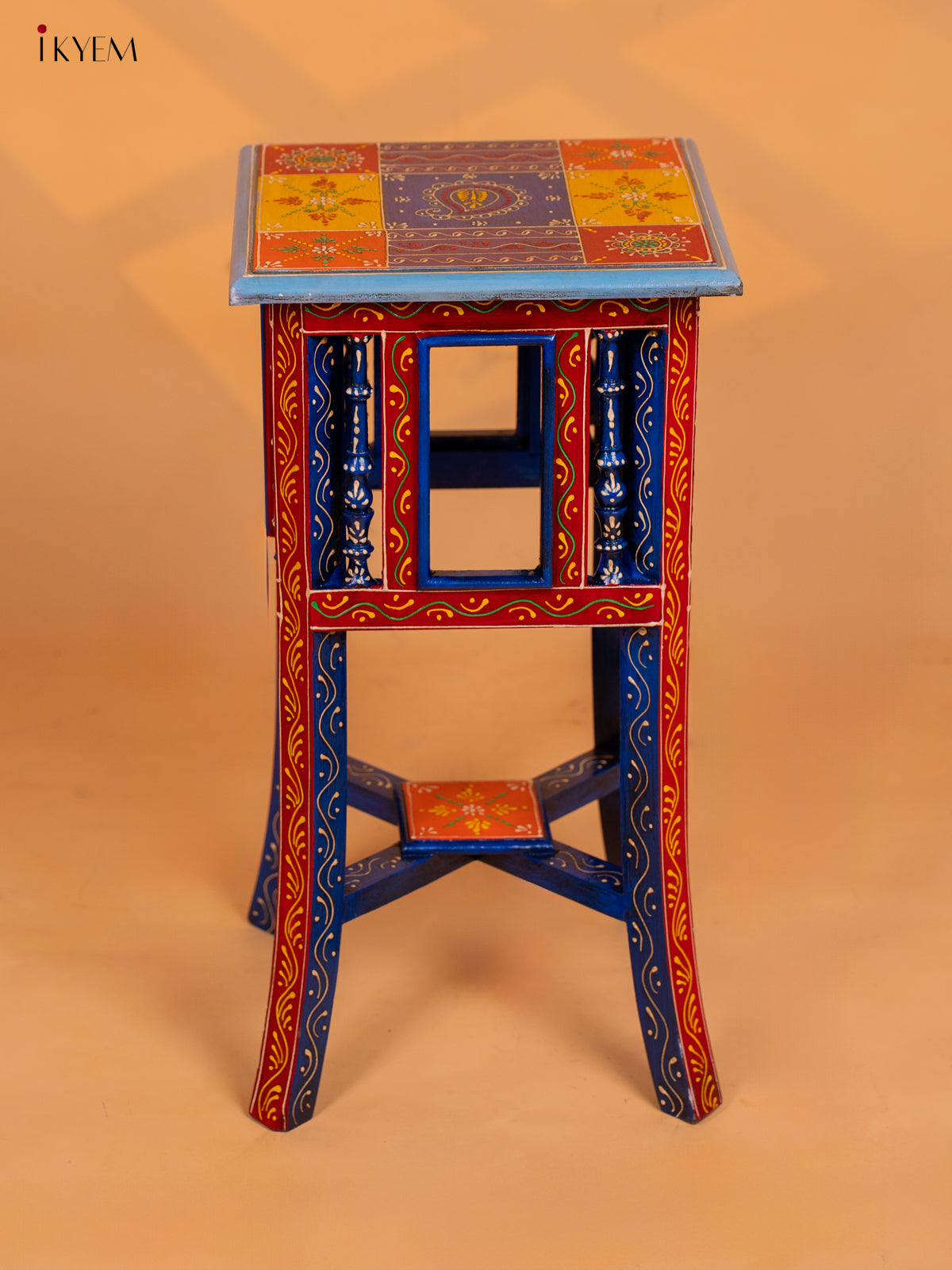 Hand painted Wooden Stool - 20 Inch - 4EJ04001