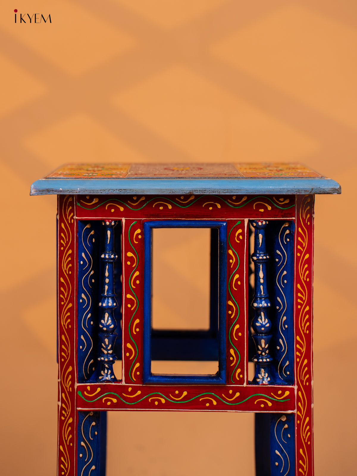 Hand painted Wooden Stool - 20 Inch - 4EJ04001