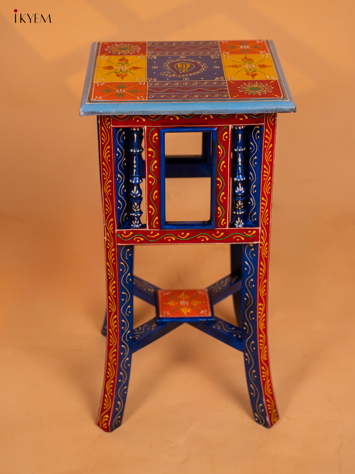 Hand painted Wooden Stool - 20 Inch - 4EJ04001