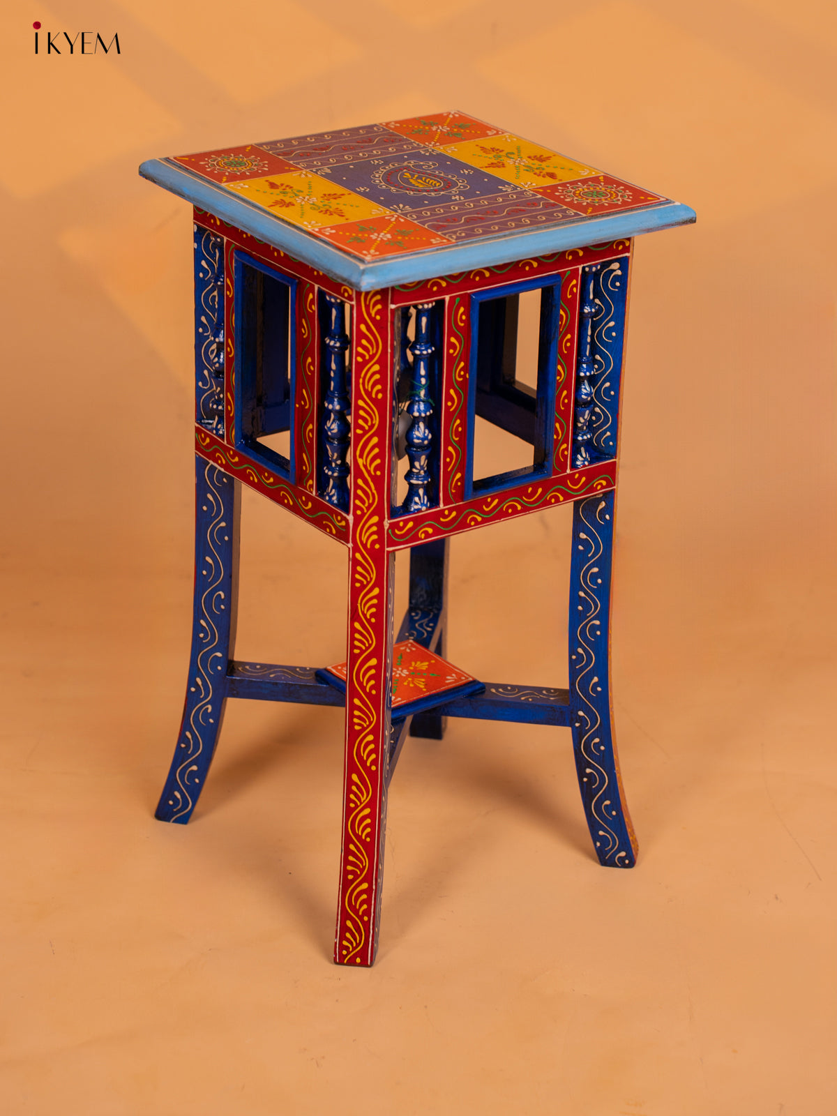 Hand painted Wooden Stool - 20 Inch - 4EJ04001