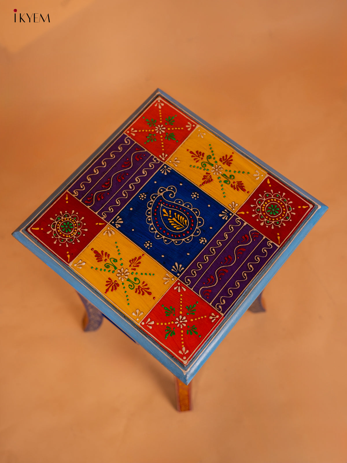 Hand painted Wooden Stool - 20 Inch - 4EJ04001