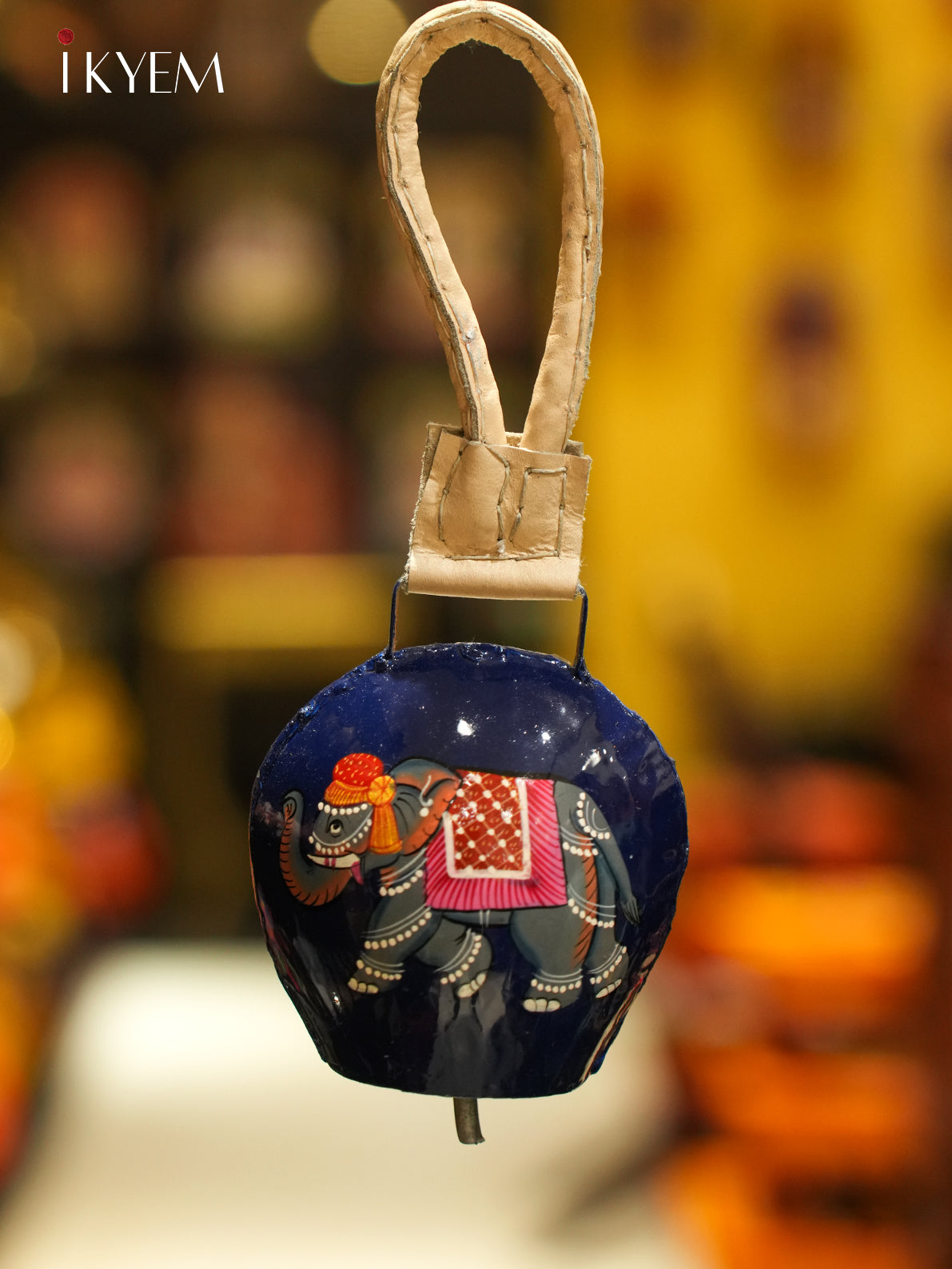 Blue Elephant Hand painted Cow Bell